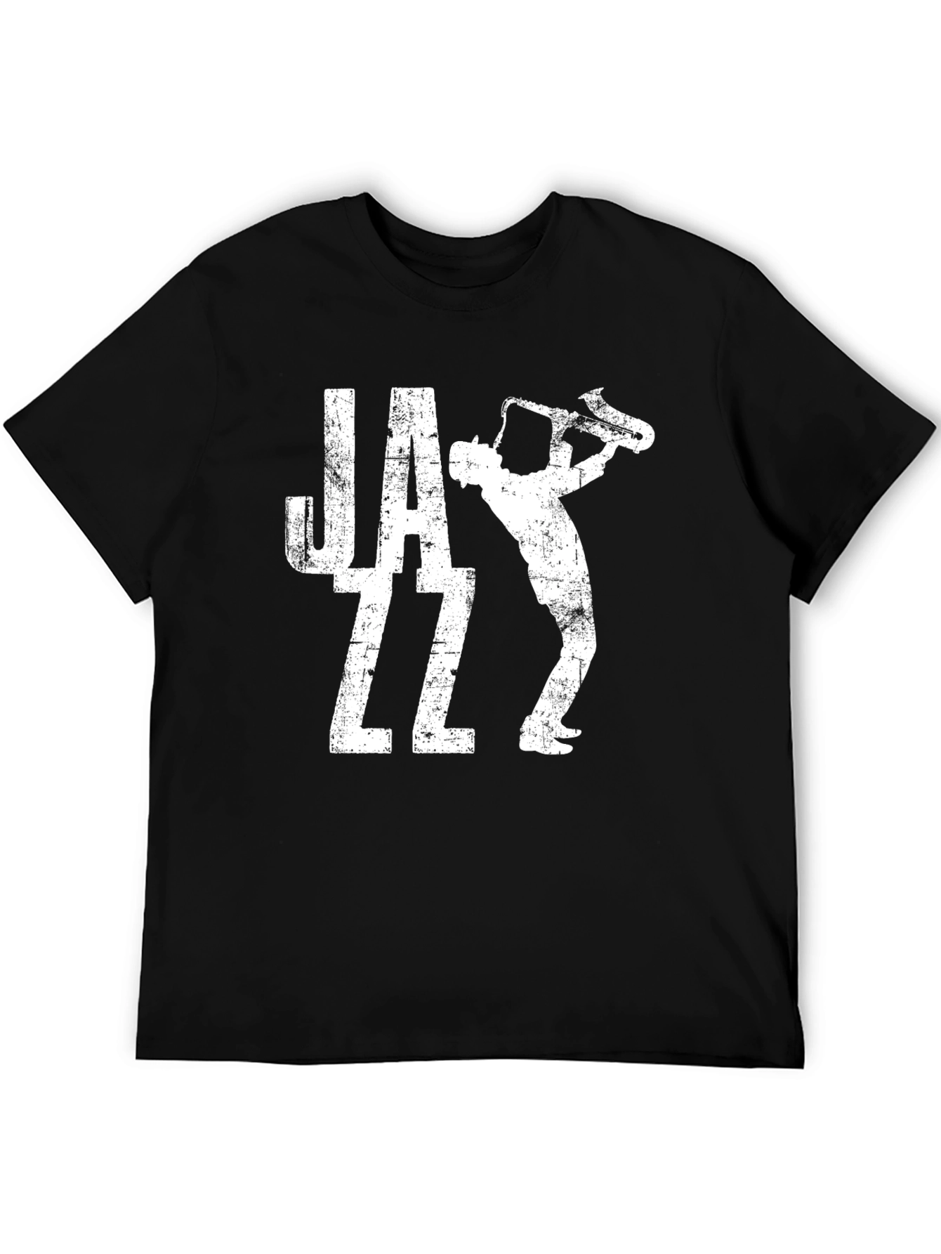 Jazz Saxophone Player Graphic Black T-Shirt