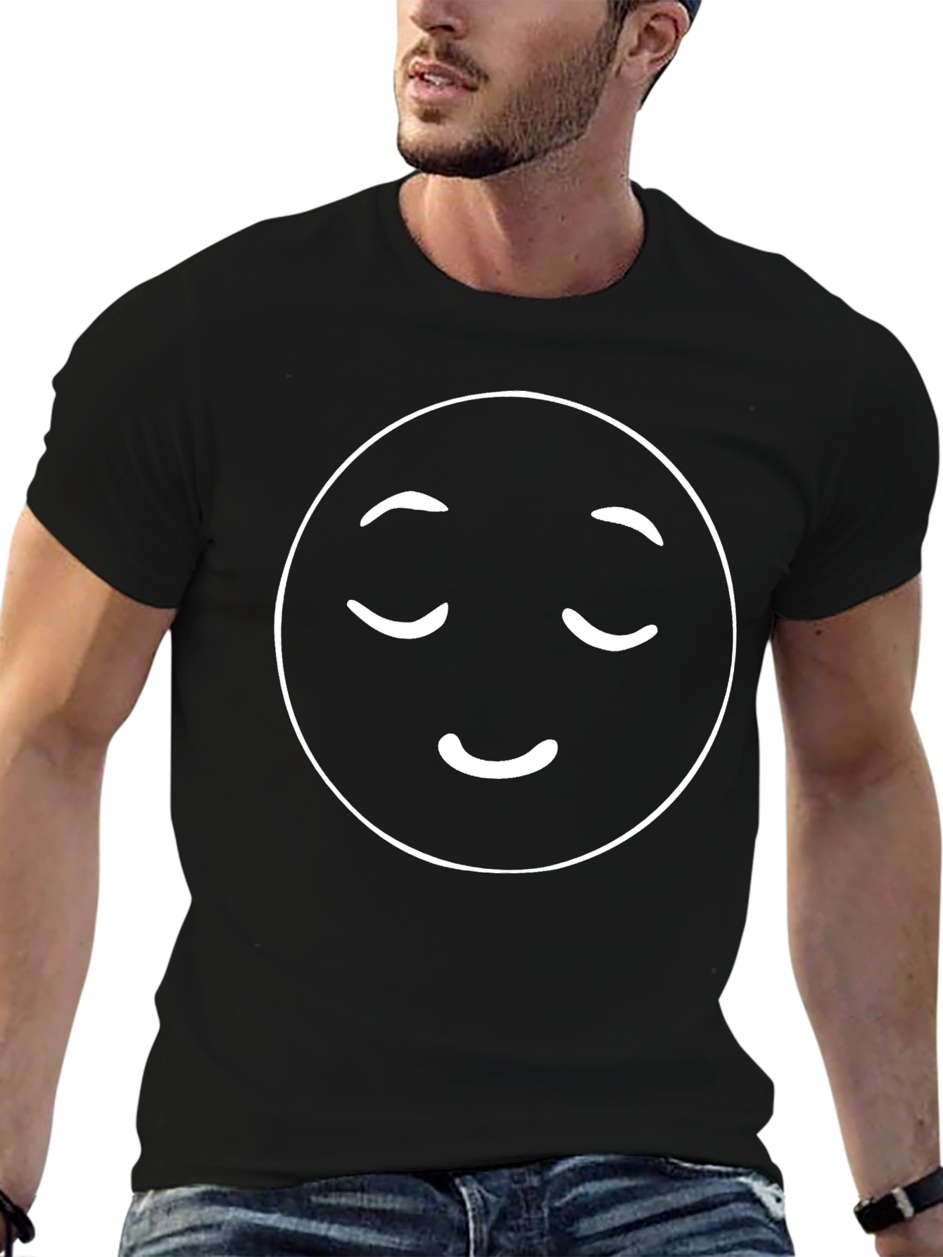 Zen Emoji Black T-Shirt - Relaxed Vibes