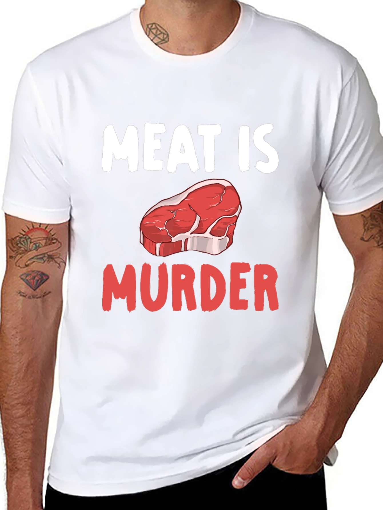 Meat is Murder Graphic T-Shirt - Vegan Protest Tee