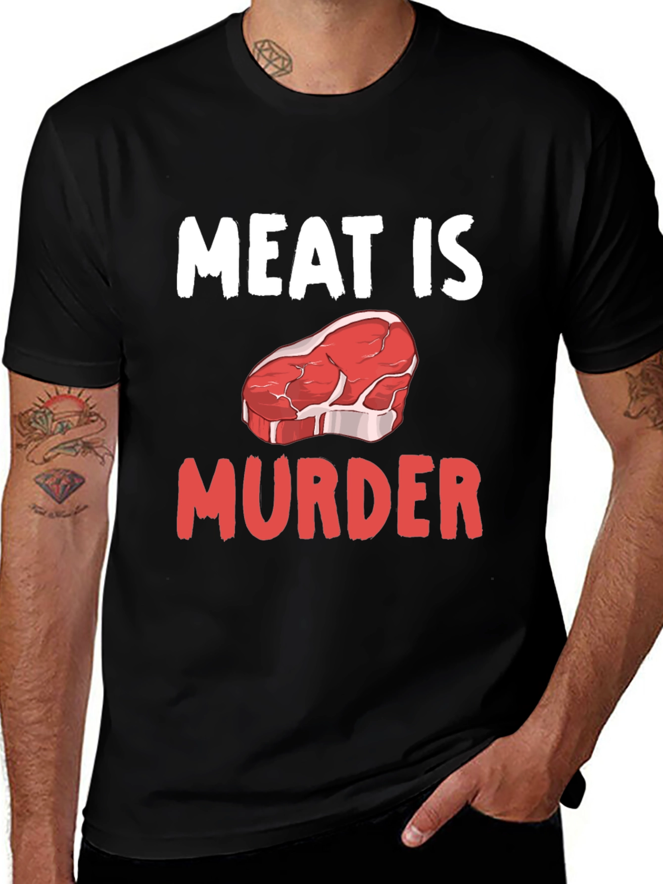 Meat is Murder Graphic T-Shirt - Vegan Protest Tee