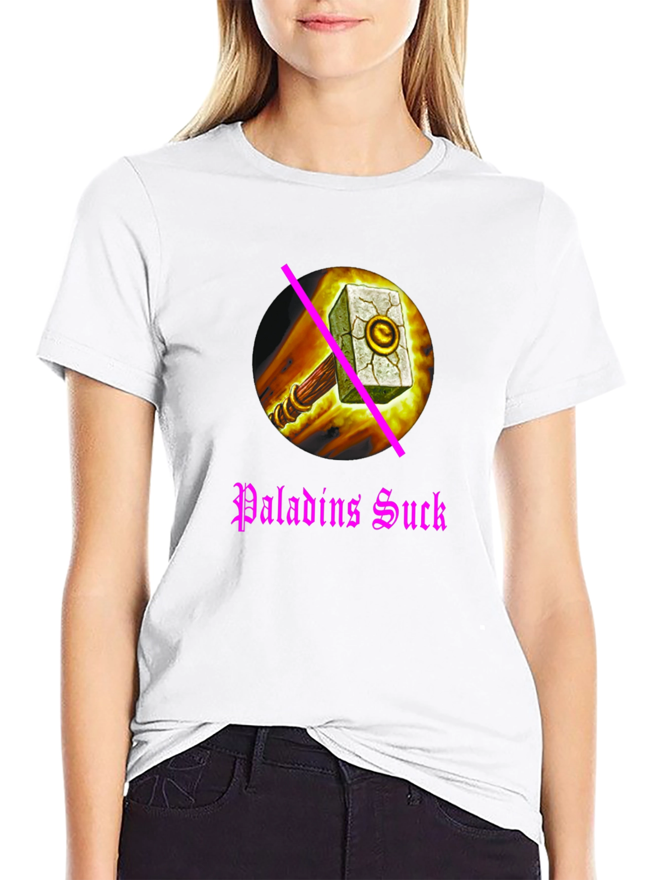Paladins Sucks T-Shirt: Anti-Paladin Hammer Design