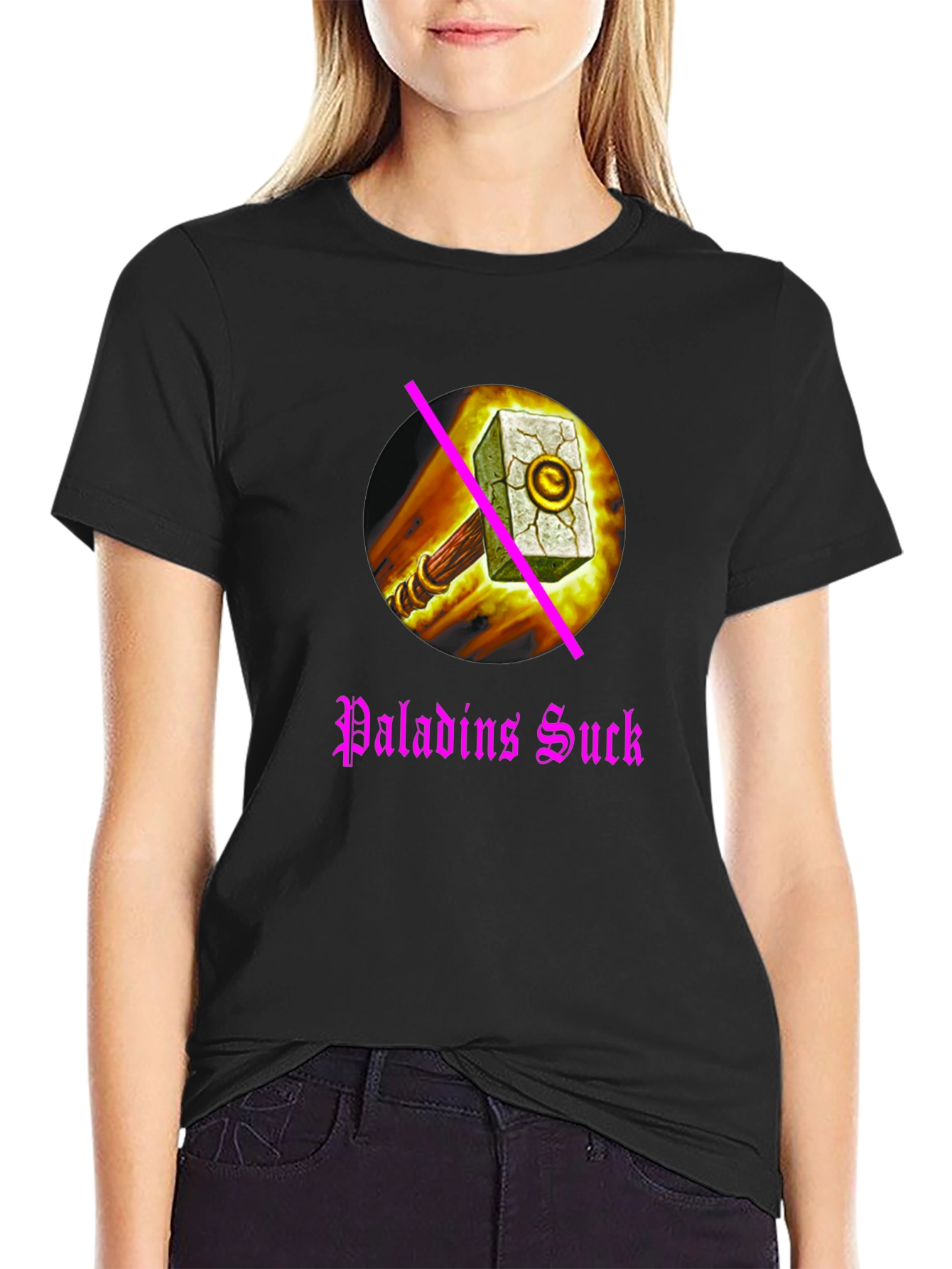 Paladins Sucks T-Shirt: Anti-Paladin Hammer Design