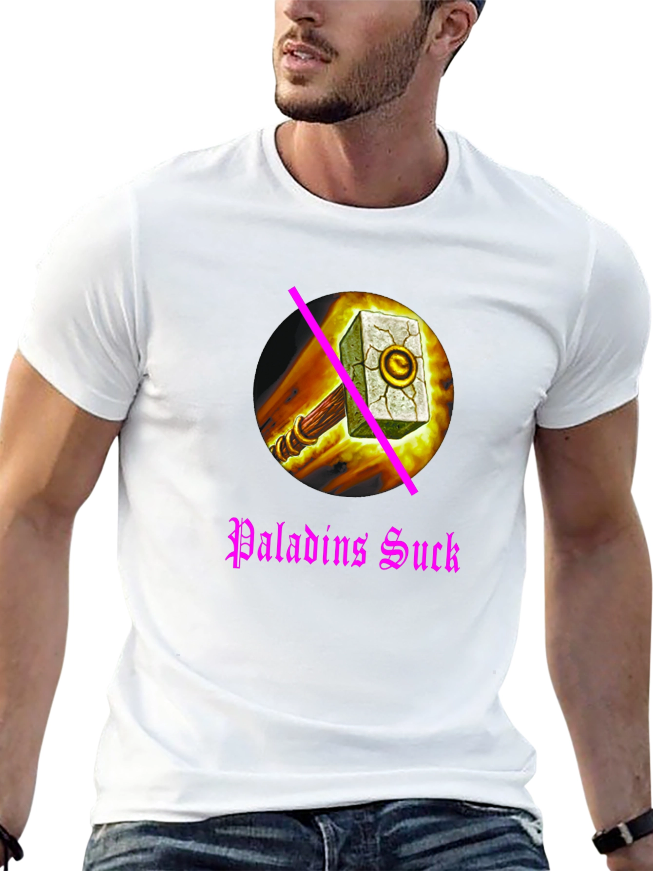 Paladins Sucks T-Shirt: Anti-Paladin Hammer Design