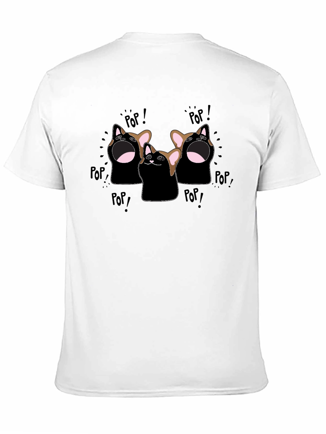 Pop Cat Graphic T-Shirt - Black