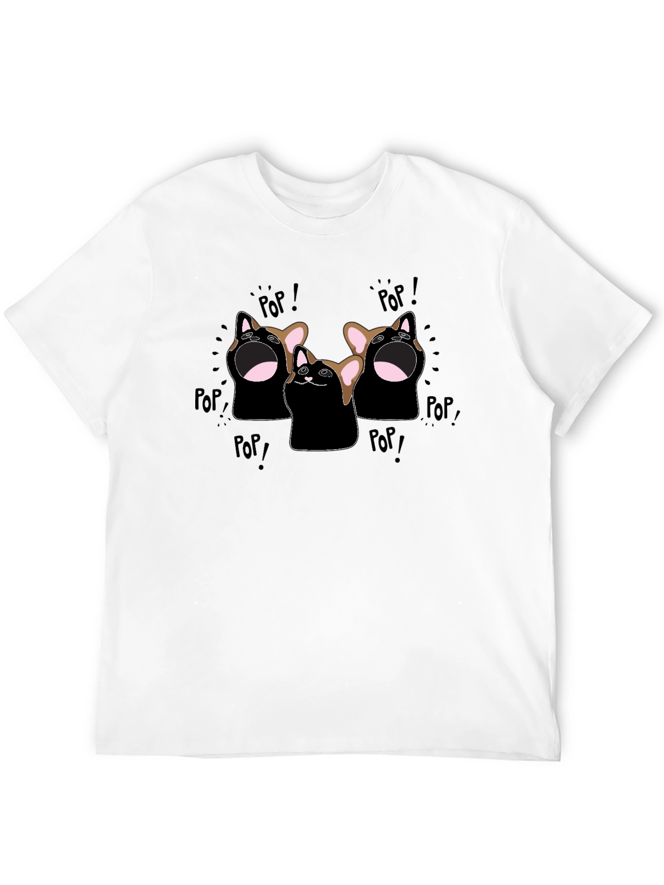 Pop Cat Graphic T-Shirt - Black