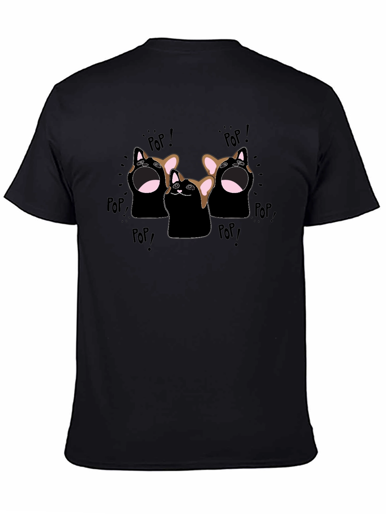 Pop Cat Graphic T-Shirt - Black