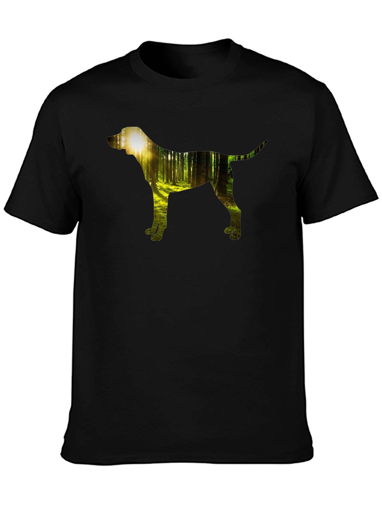 Dog Silhouette Forest Black Graphic Tee