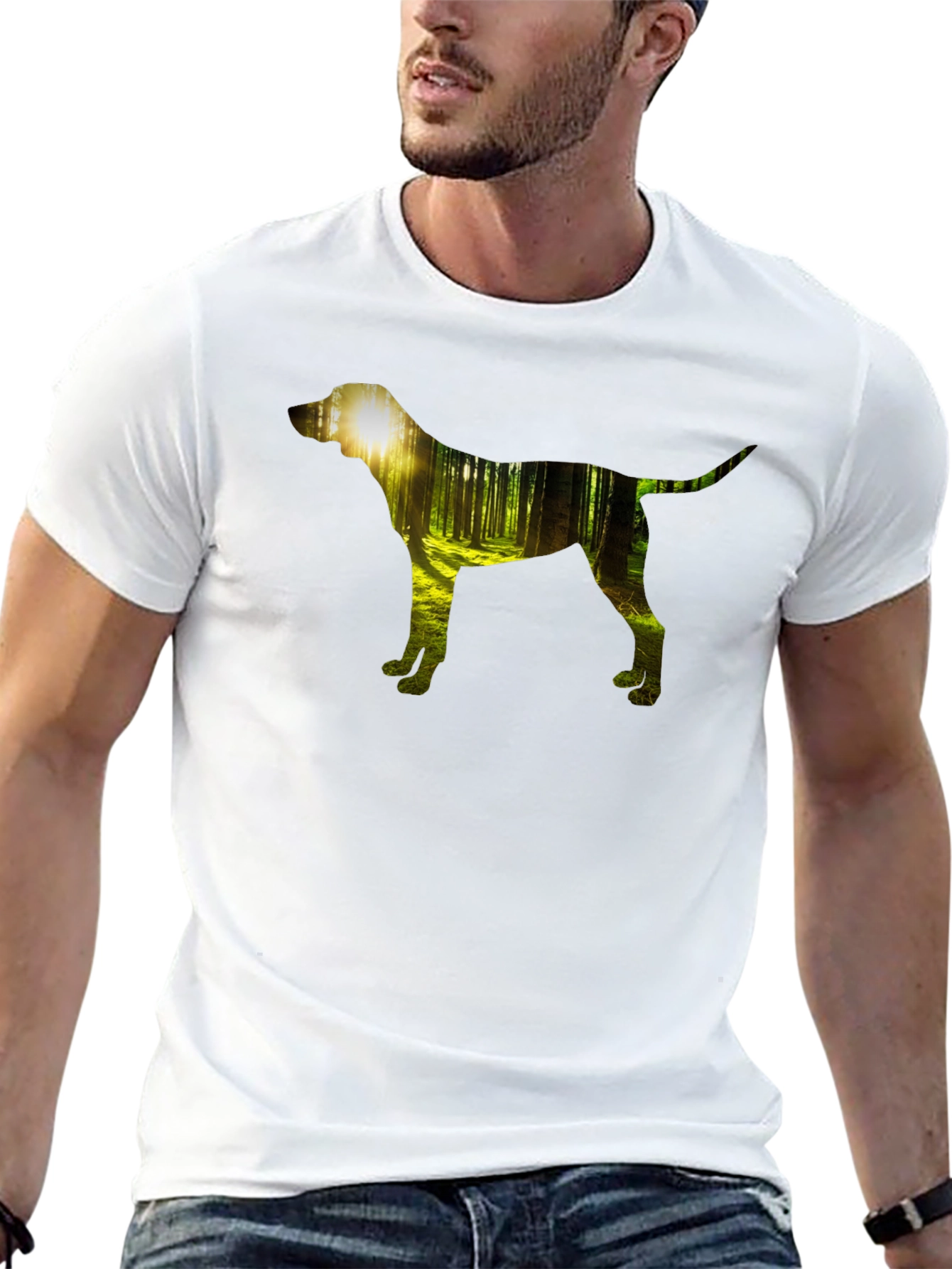 Dog Silhouette Forest Black Graphic Tee
