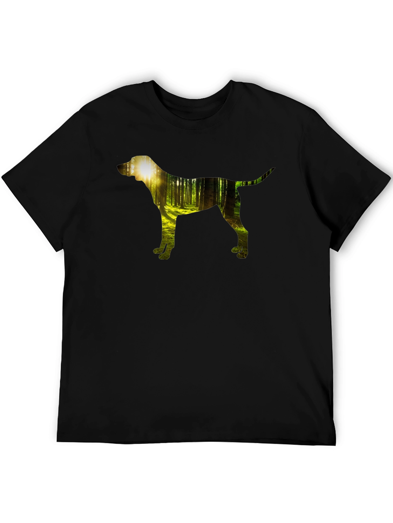 Dog Silhouette Forest Black Graphic Tee