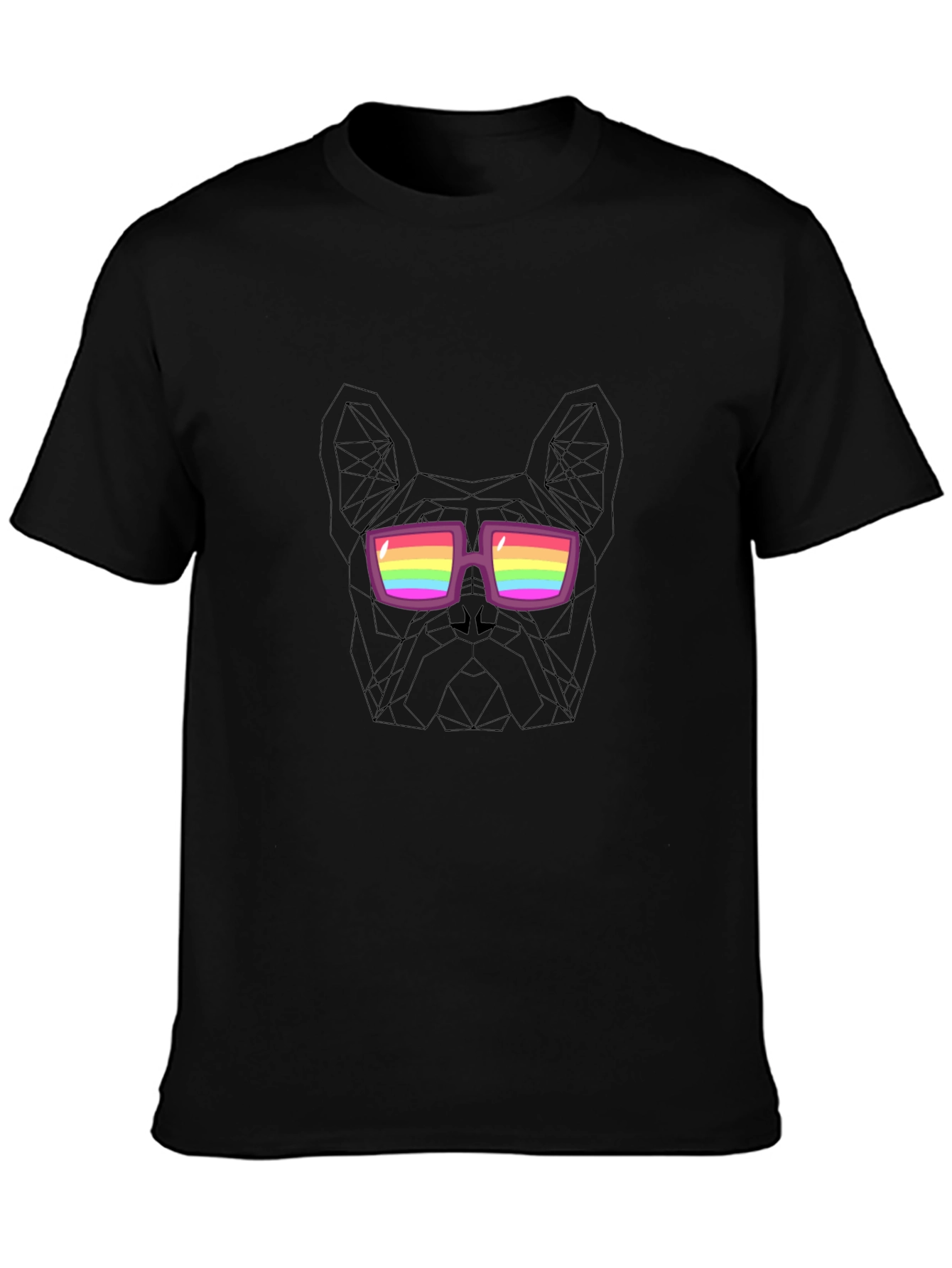 Cool Dog Tee - Geometric Rainbow Glasses