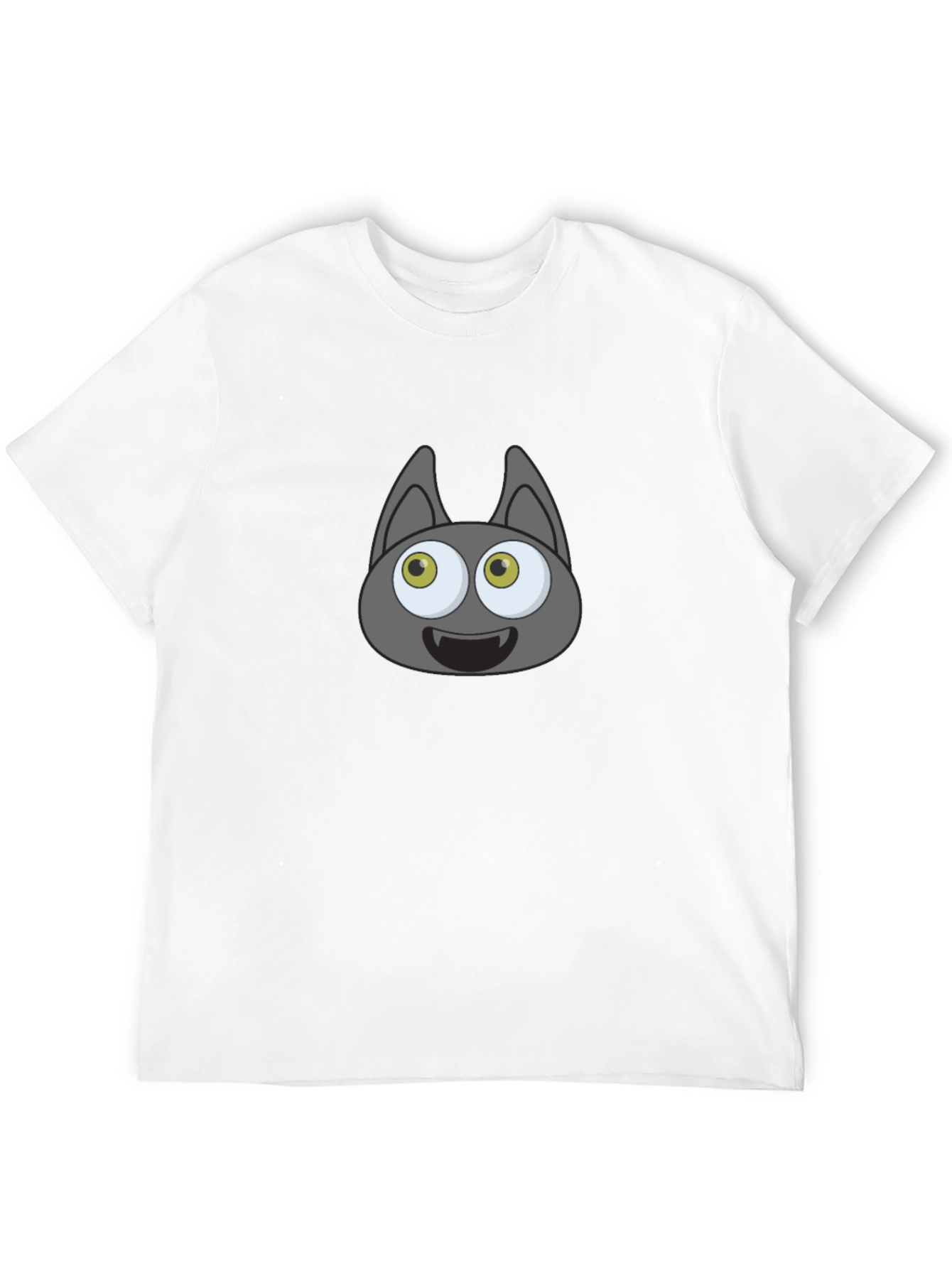 Cartoonish Bat Face Graphic Black T-Shirt