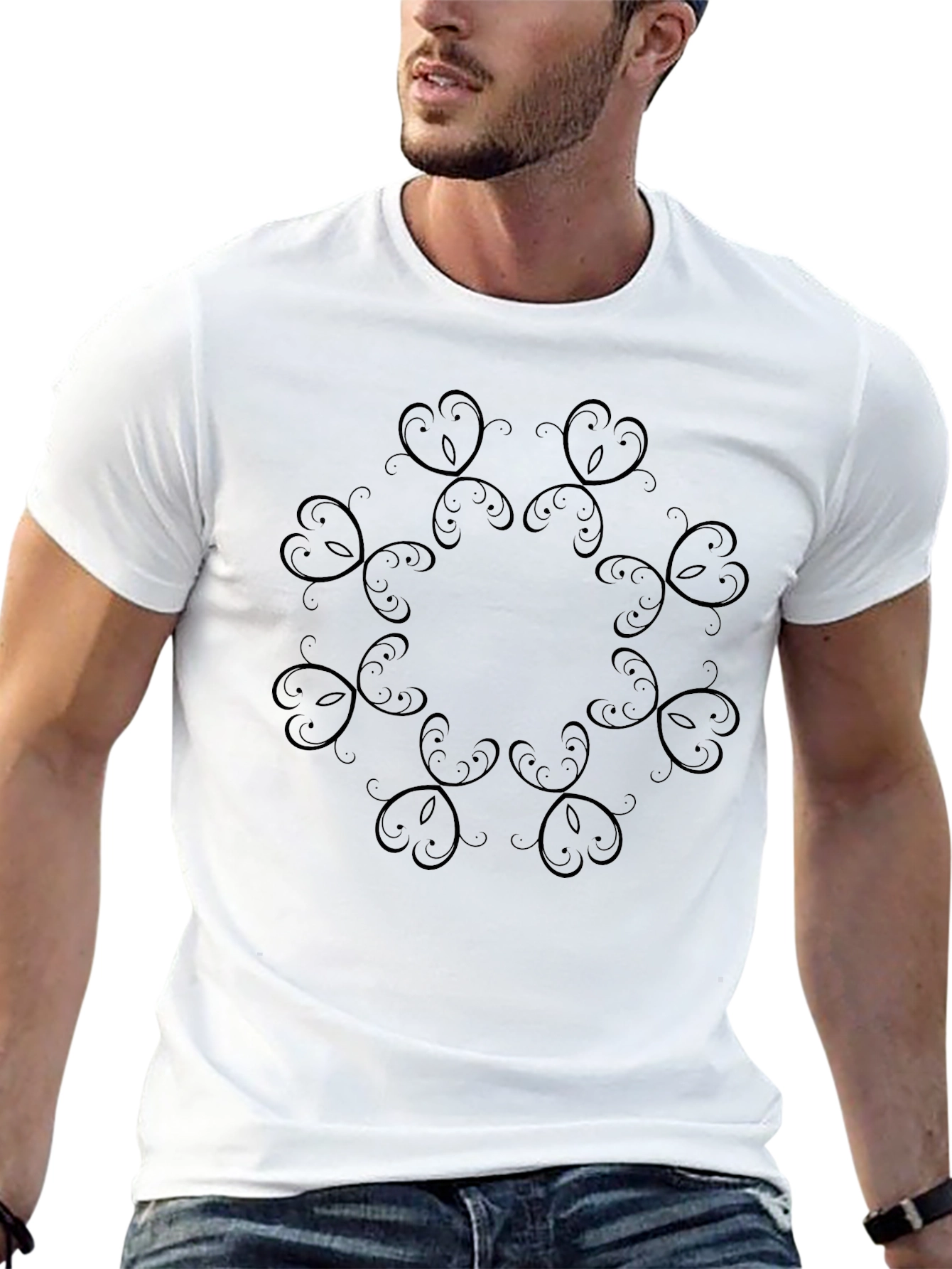 Elegant Black Floral Mandala T-Shirt