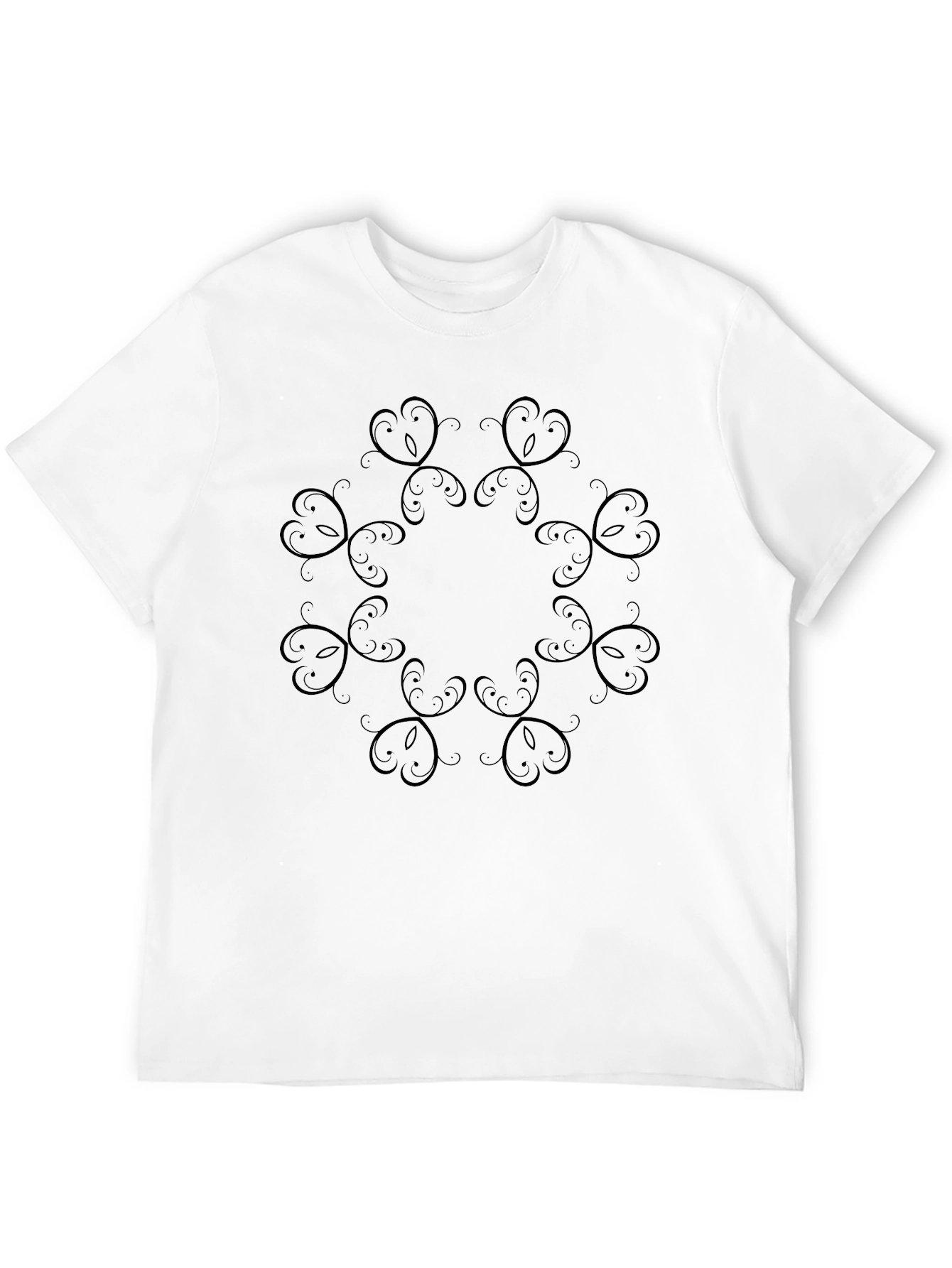 Elegant Black Floral Mandala T-Shirt