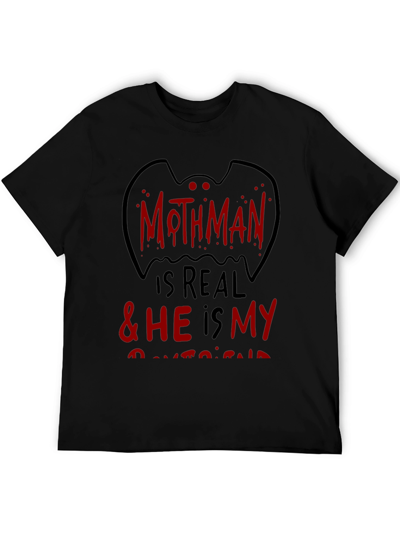 Mothman Is Real Black Graphic Tee