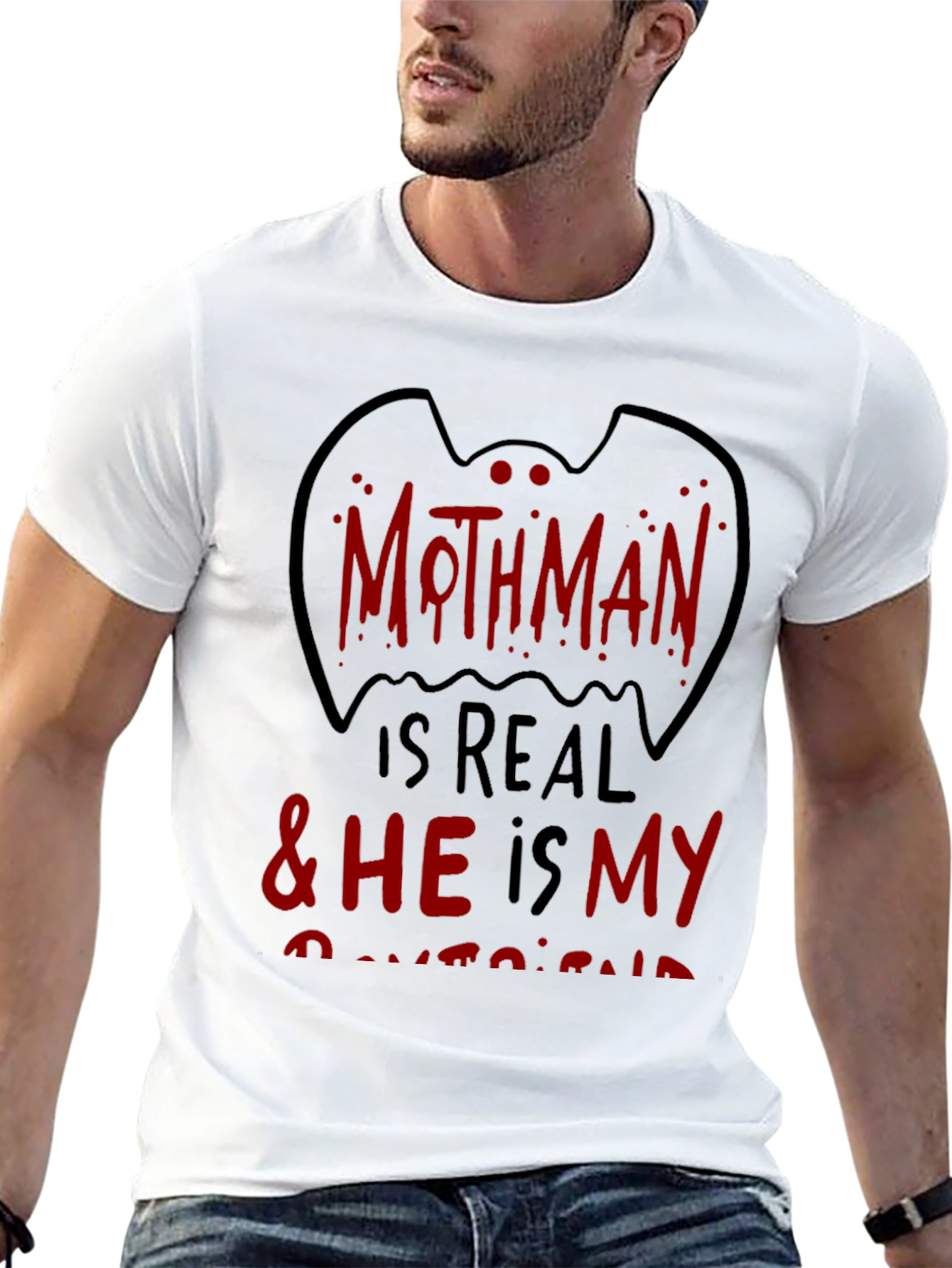 Mothman Is Real Black Graphic Tee
