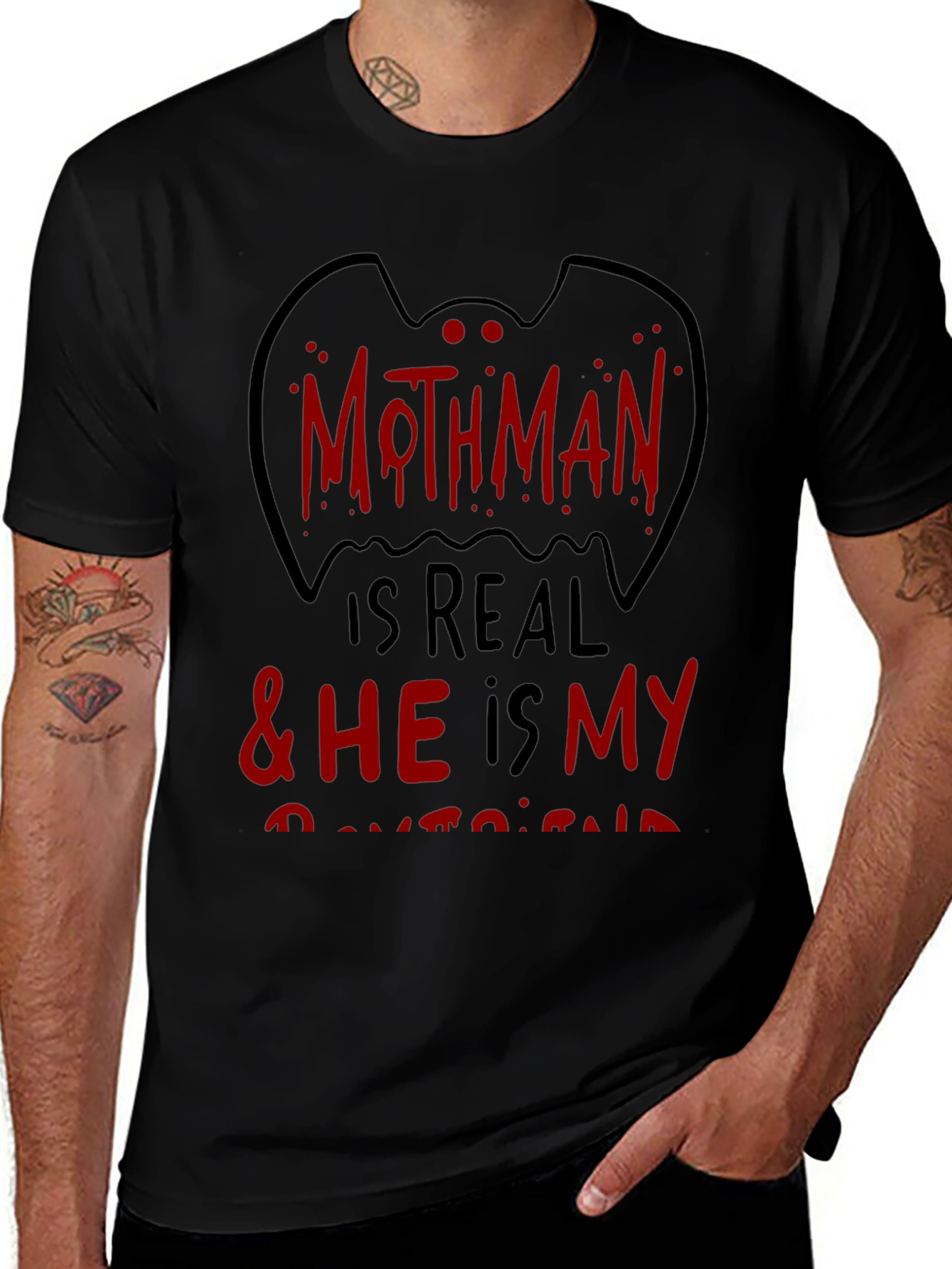 Mothman Is Real Black Graphic Tee