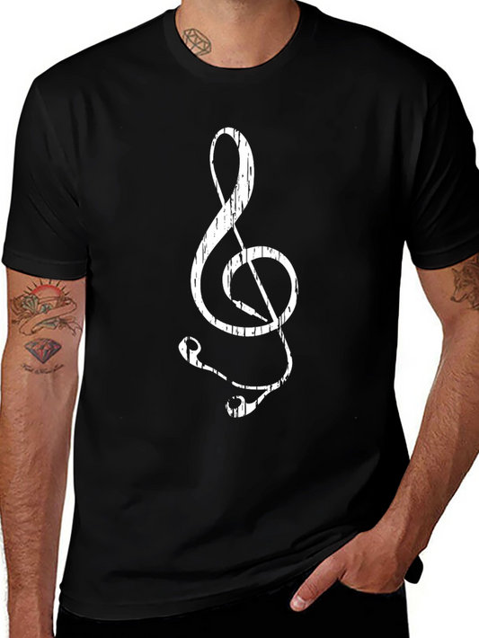 Distressed Treble Clef Graphic T-Shirt