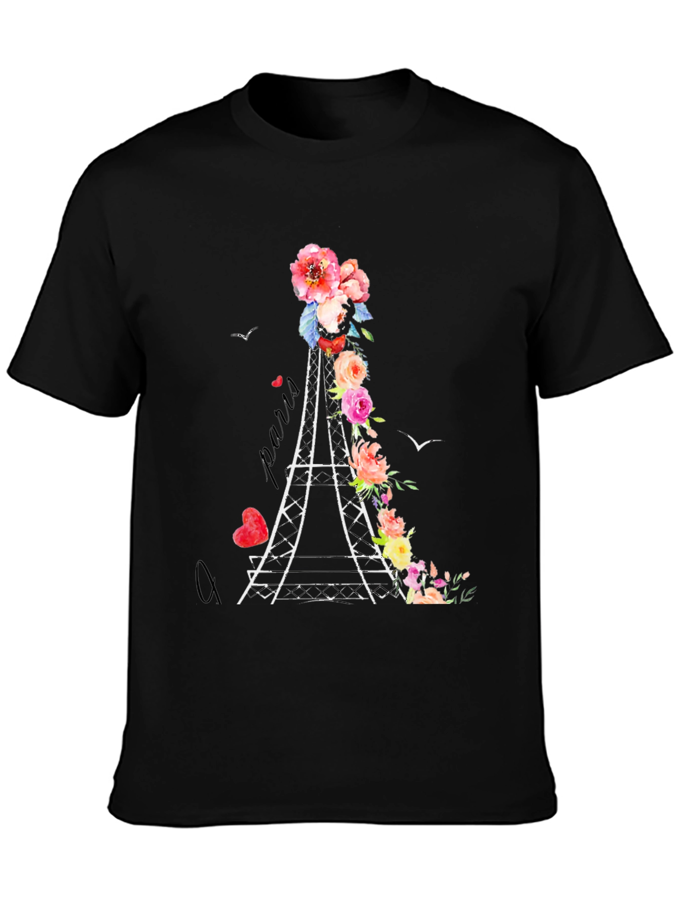 Paris Eiffel Tower Floral Graphic T-Shirt