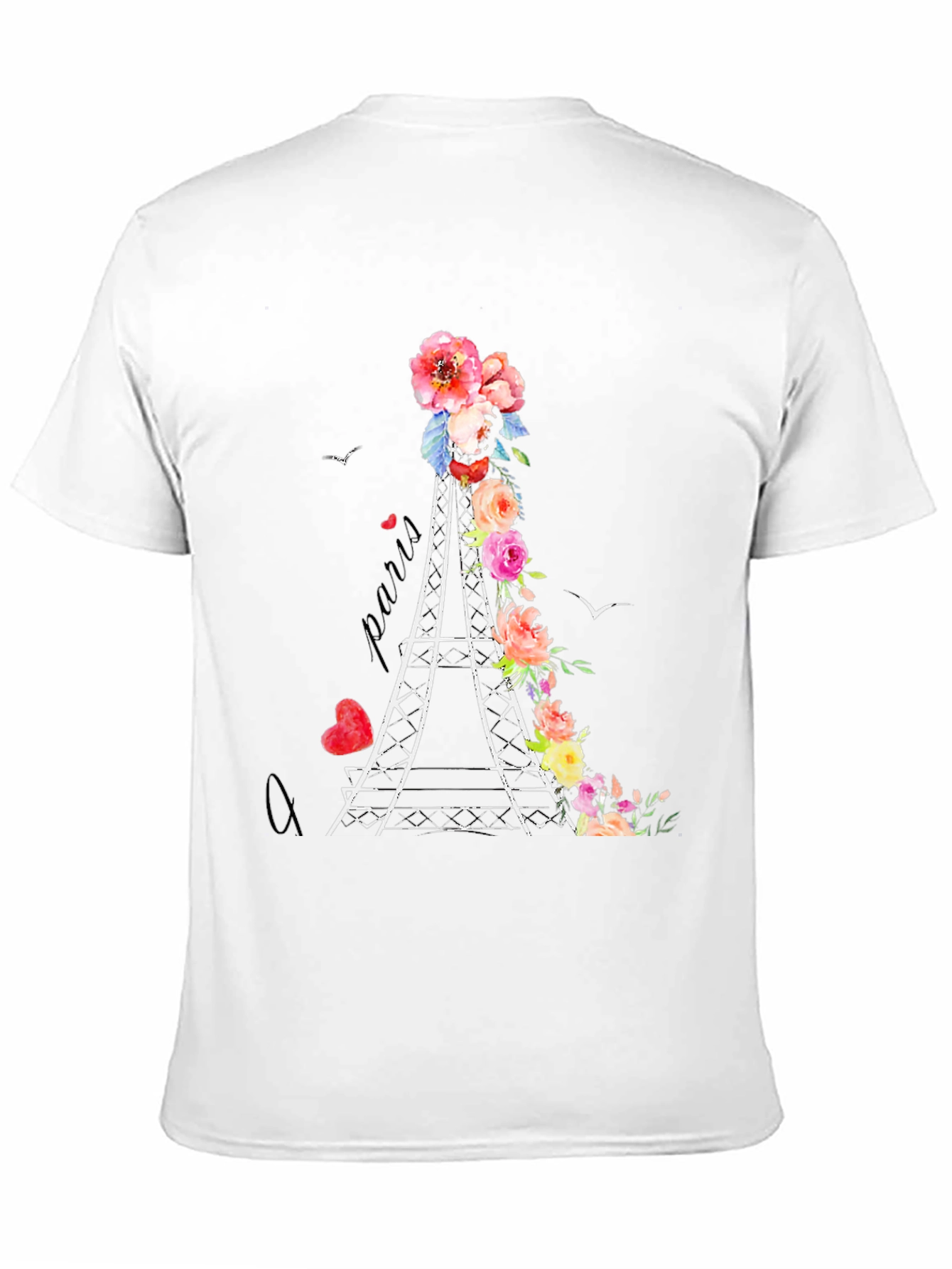 Paris Eiffel Tower Floral Graphic T-Shirt