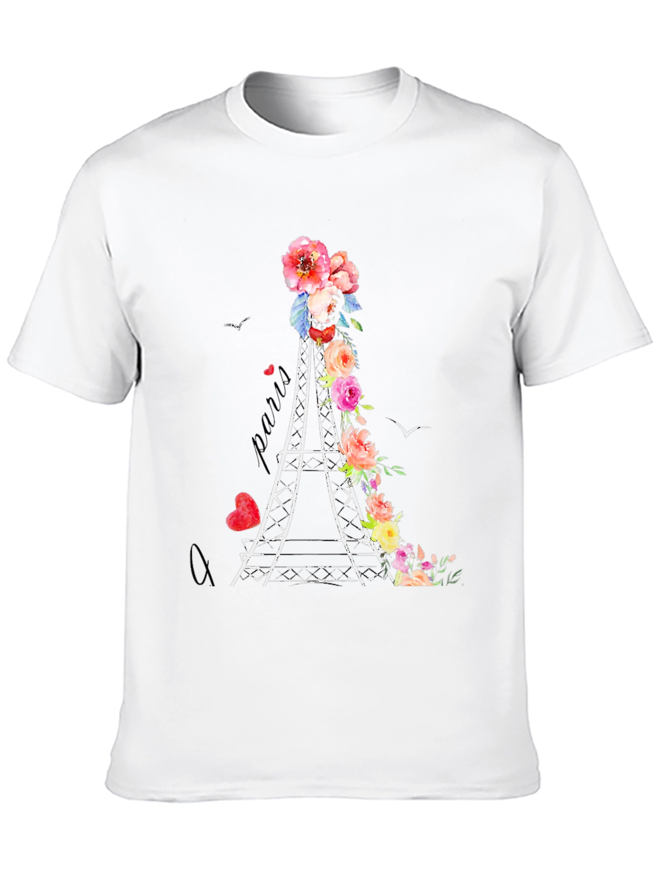 Paris Eiffel Tower Floral Graphic T-Shirt