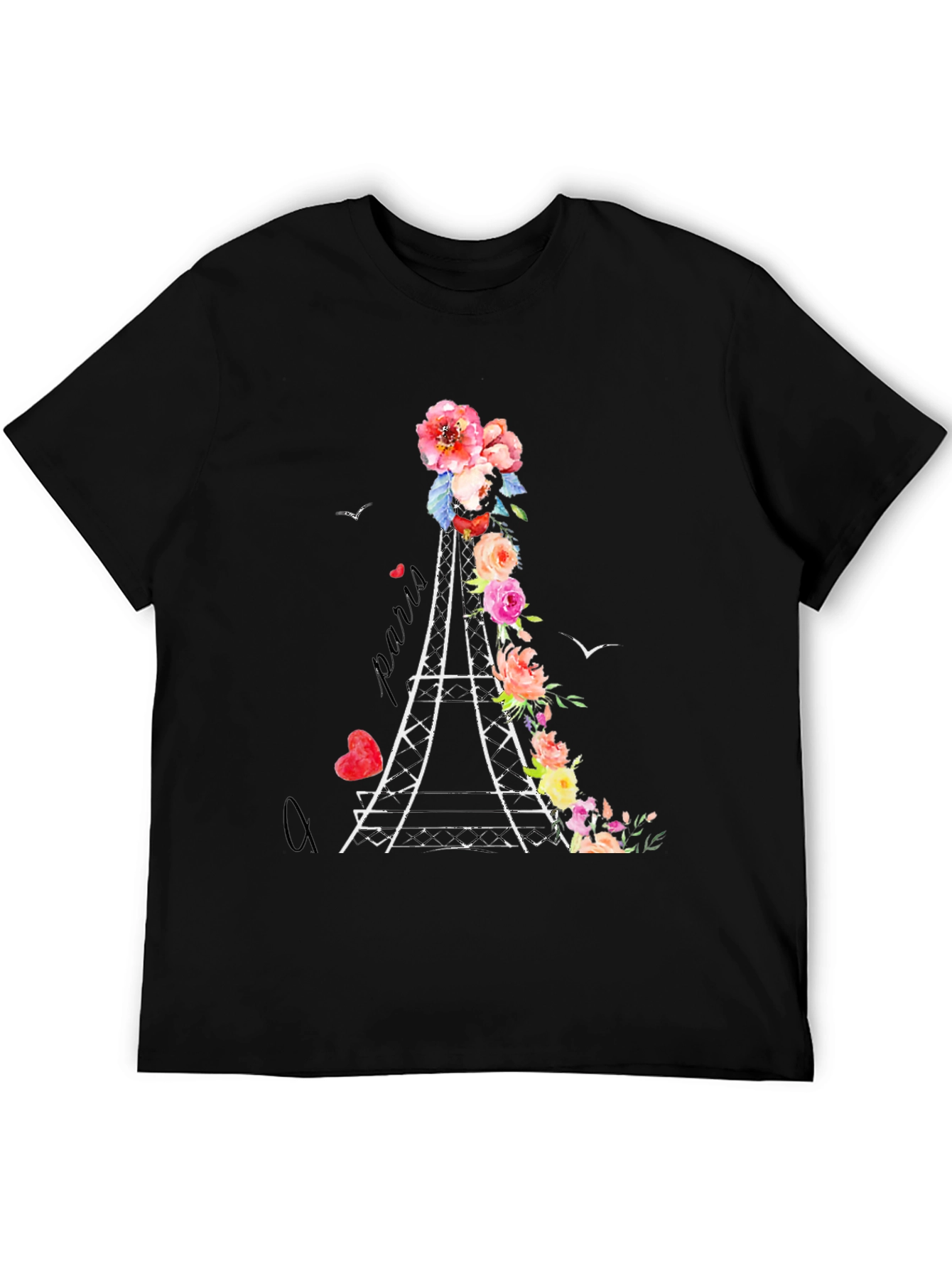 Paris Eiffel Tower Floral Graphic T-Shirt