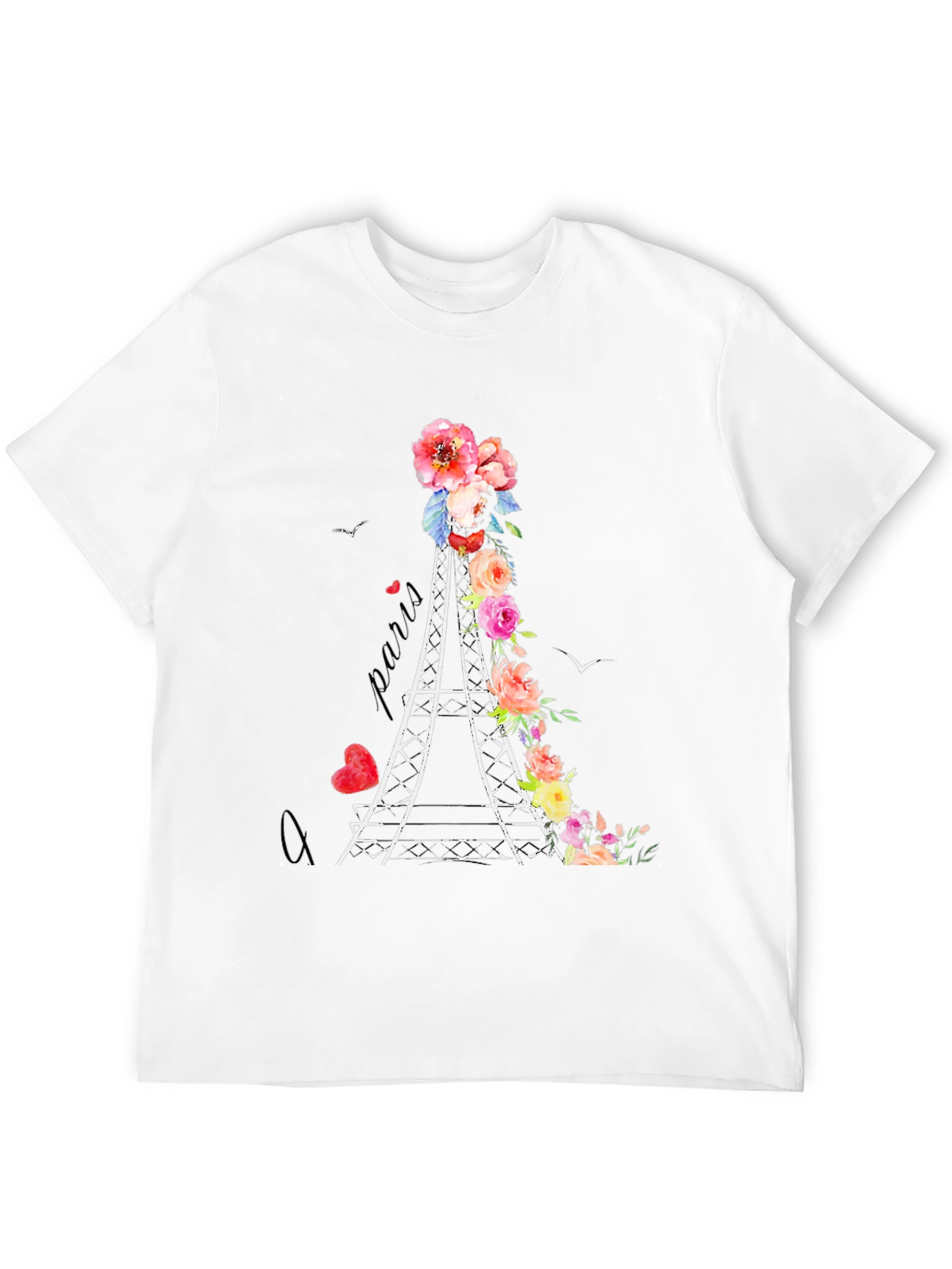 Paris Eiffel Tower Floral Graphic T-Shirt