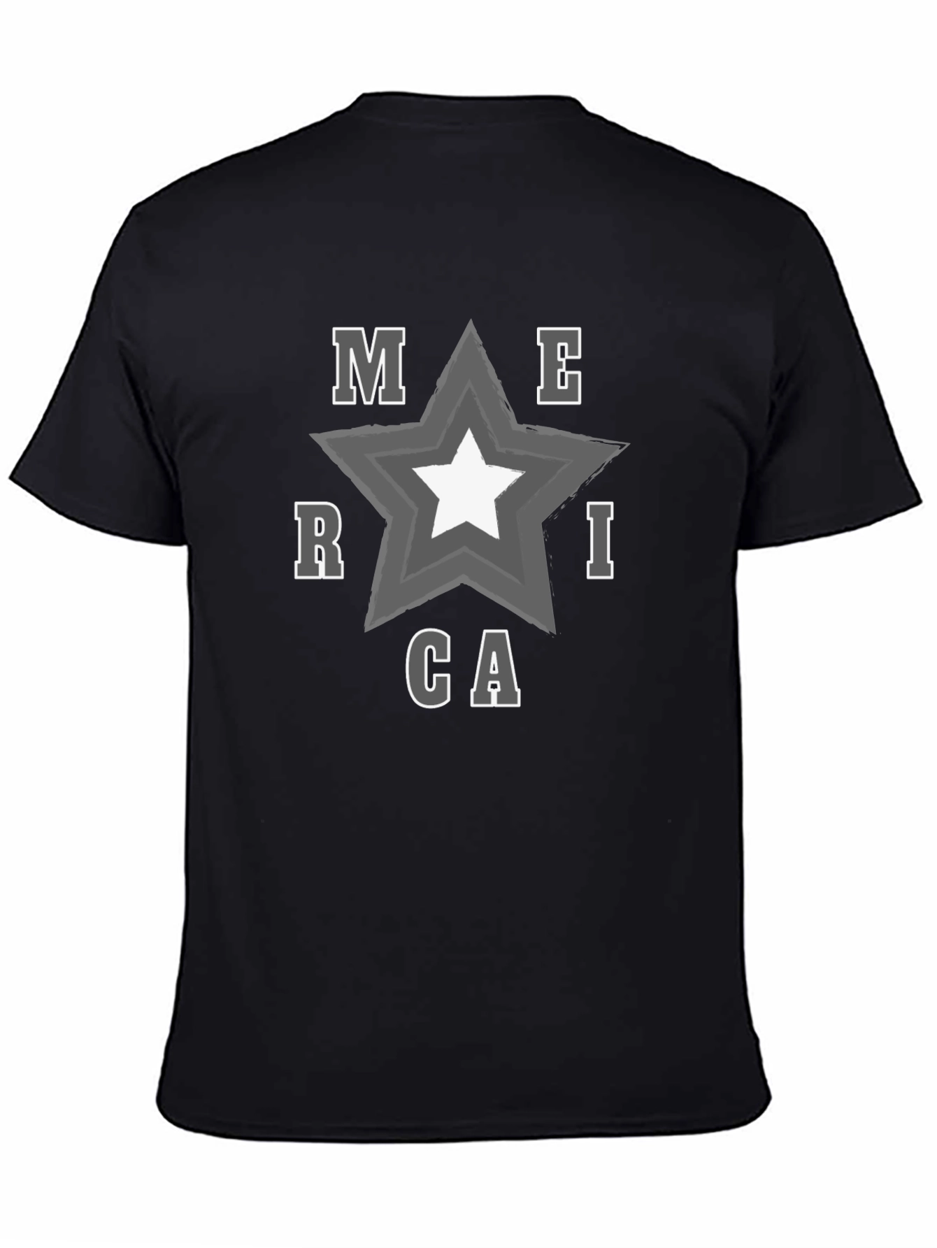 America Star Graphic Print Black T-Shirt