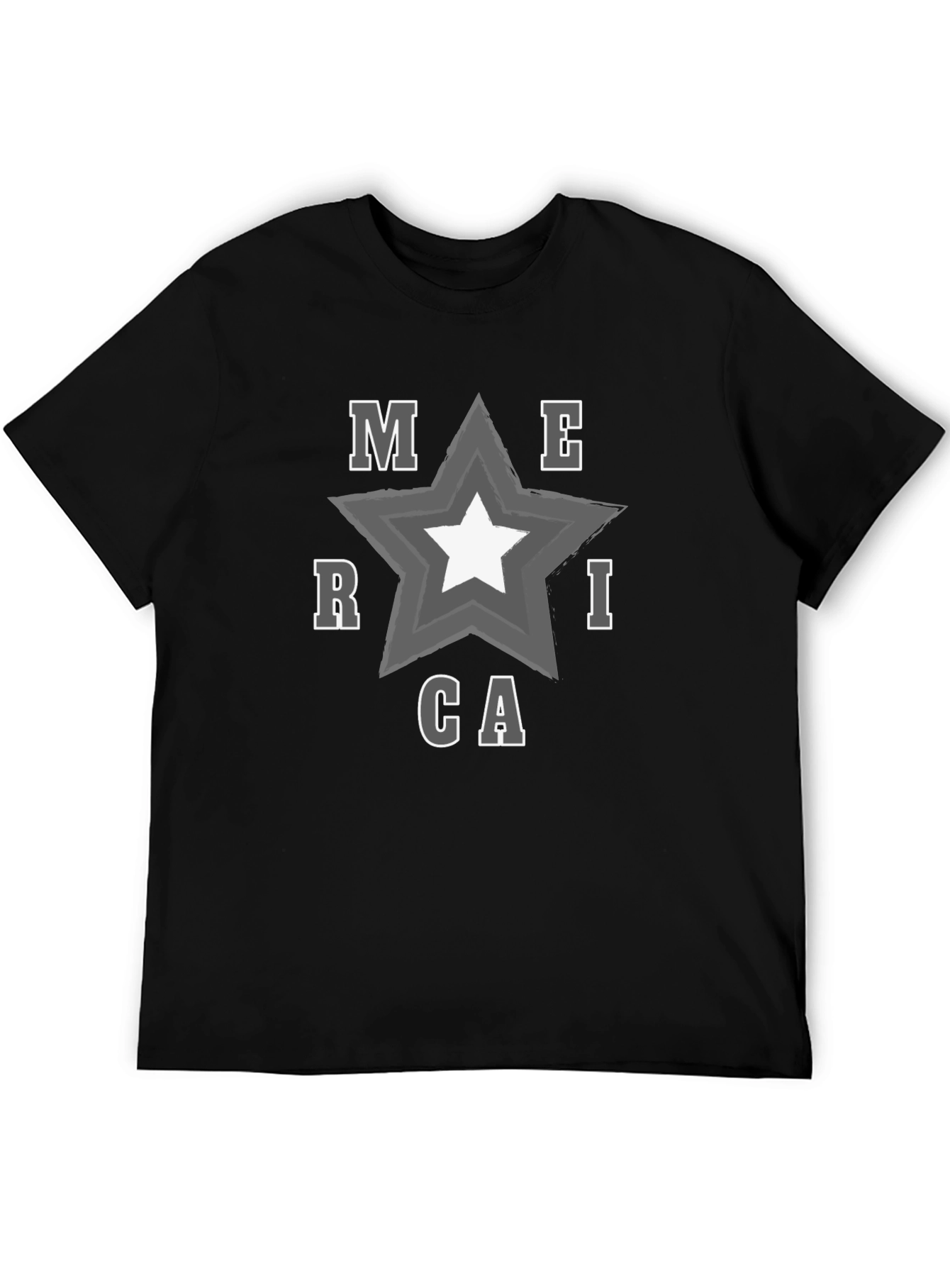 America Star Graphic Print Black T-Shirt