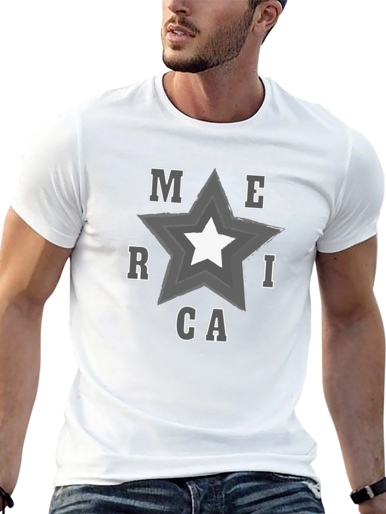 America Star Graphic Print Black T-Shirt