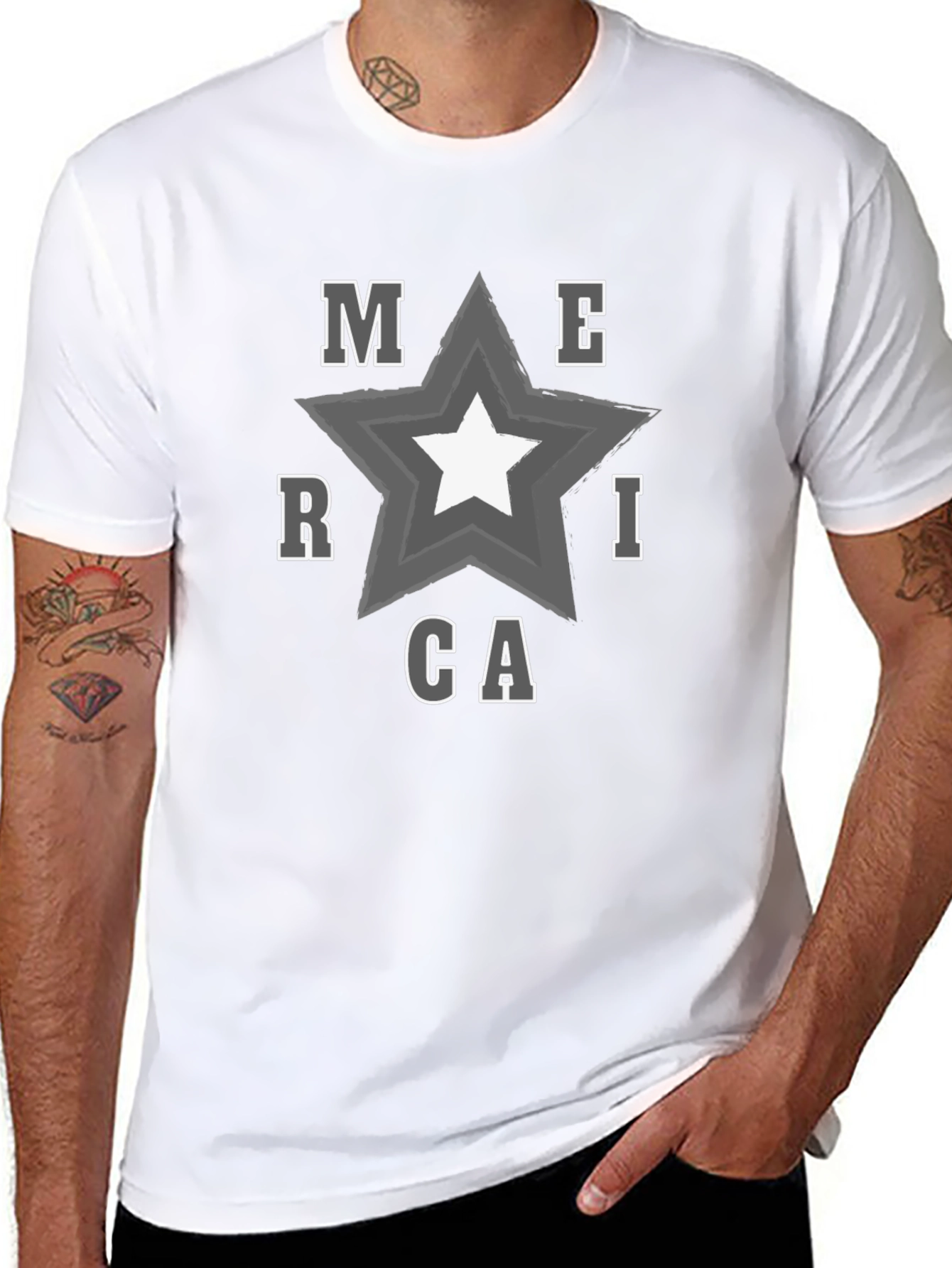 America Star Graphic Print Black T-Shirt
