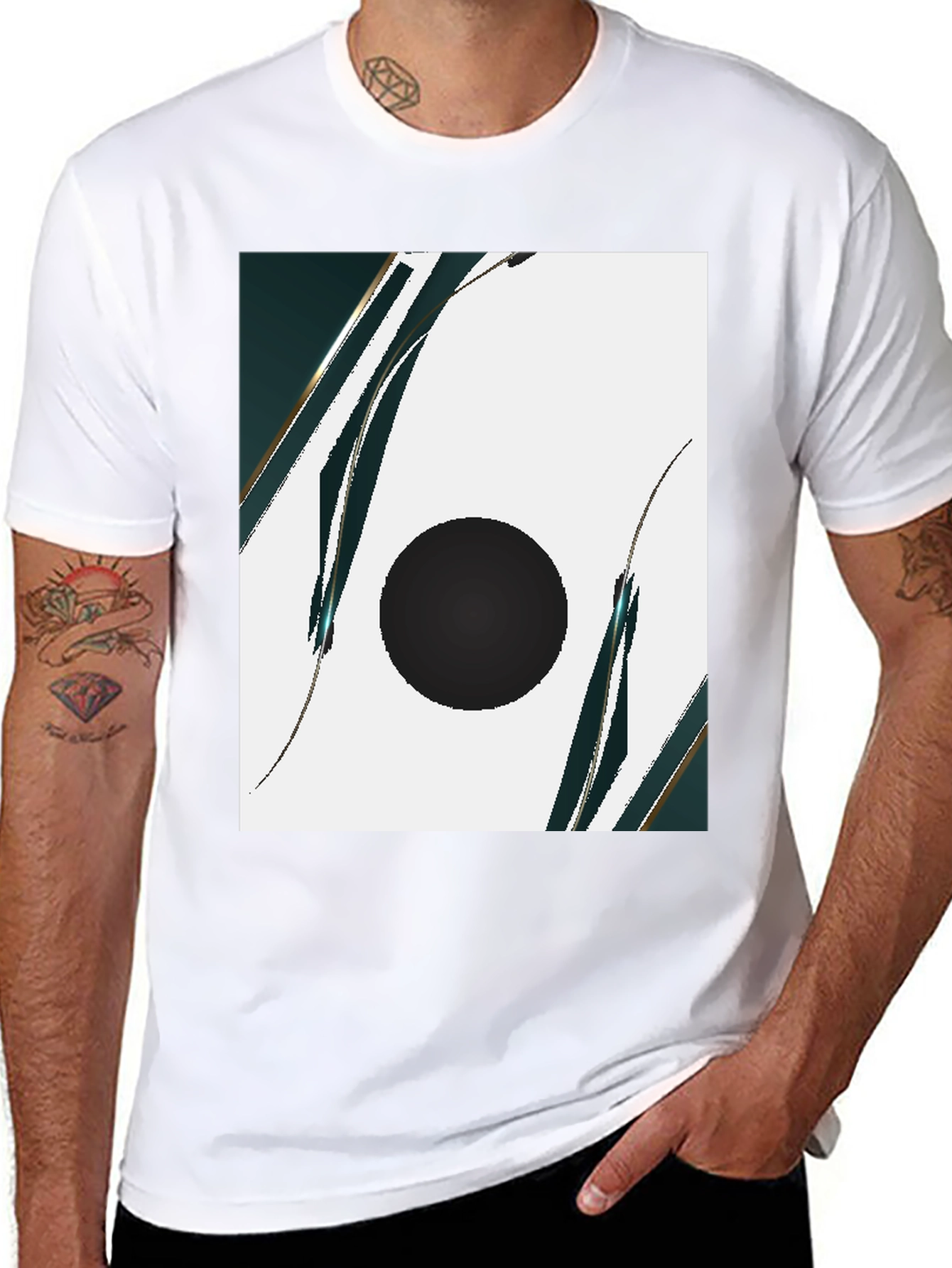 Modern Abstract Graphic Black T-Shirt