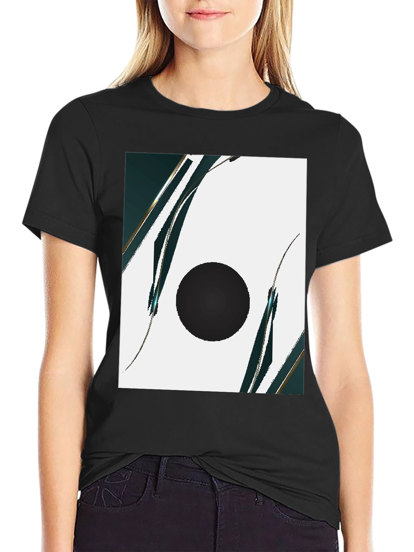 Modern Abstract Graphic Black T-Shirt
