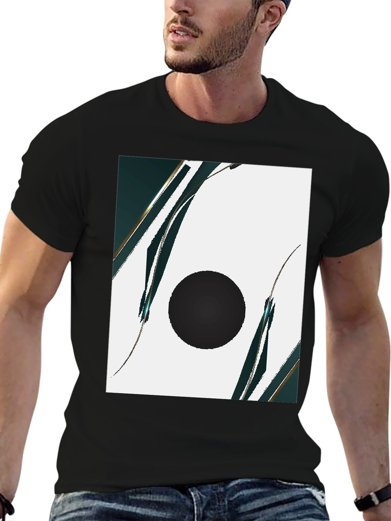 Modern Abstract Graphic Black T-Shirt