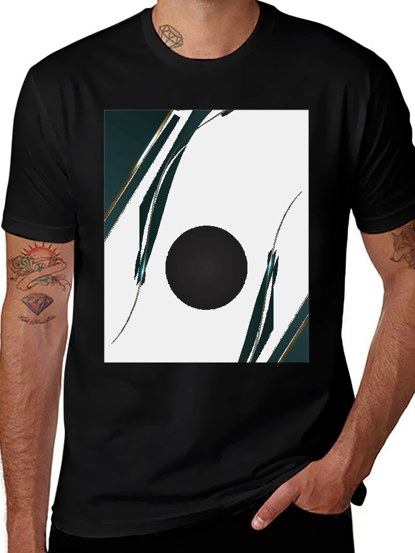 Modern Abstract Graphic Black T-Shirt