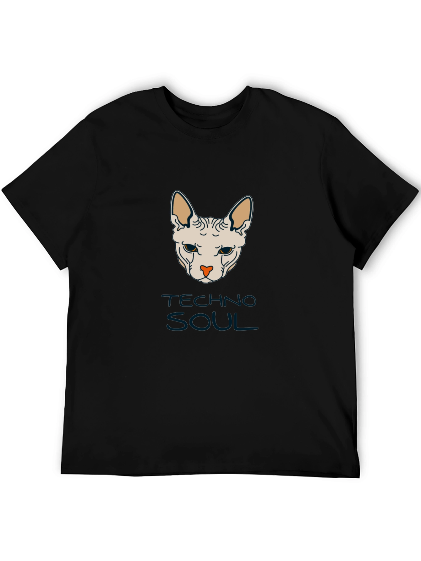 Techno Soul Sphynx Cat Graphic Tee - Black