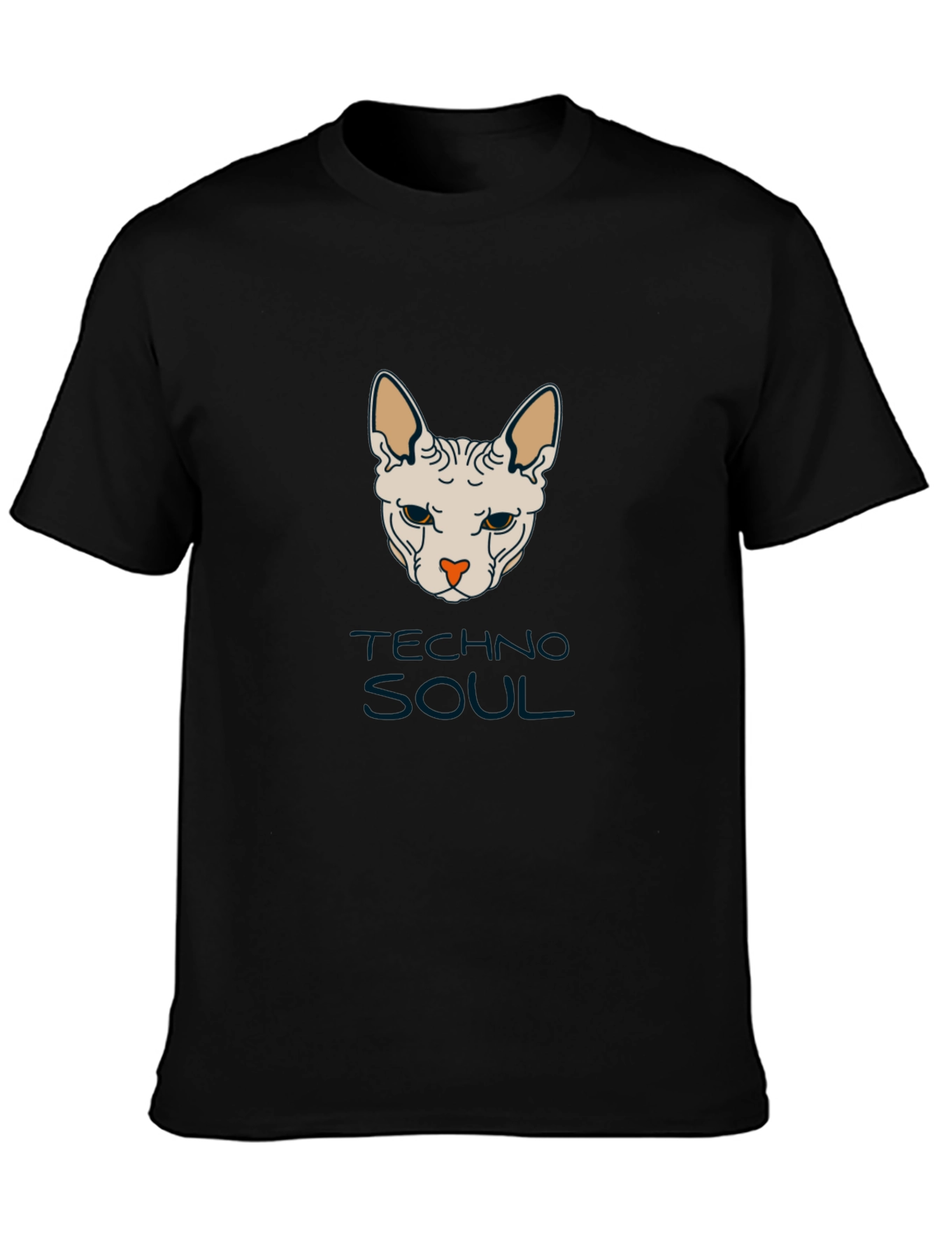Techno Soul Sphynx Cat Graphic Tee - Black