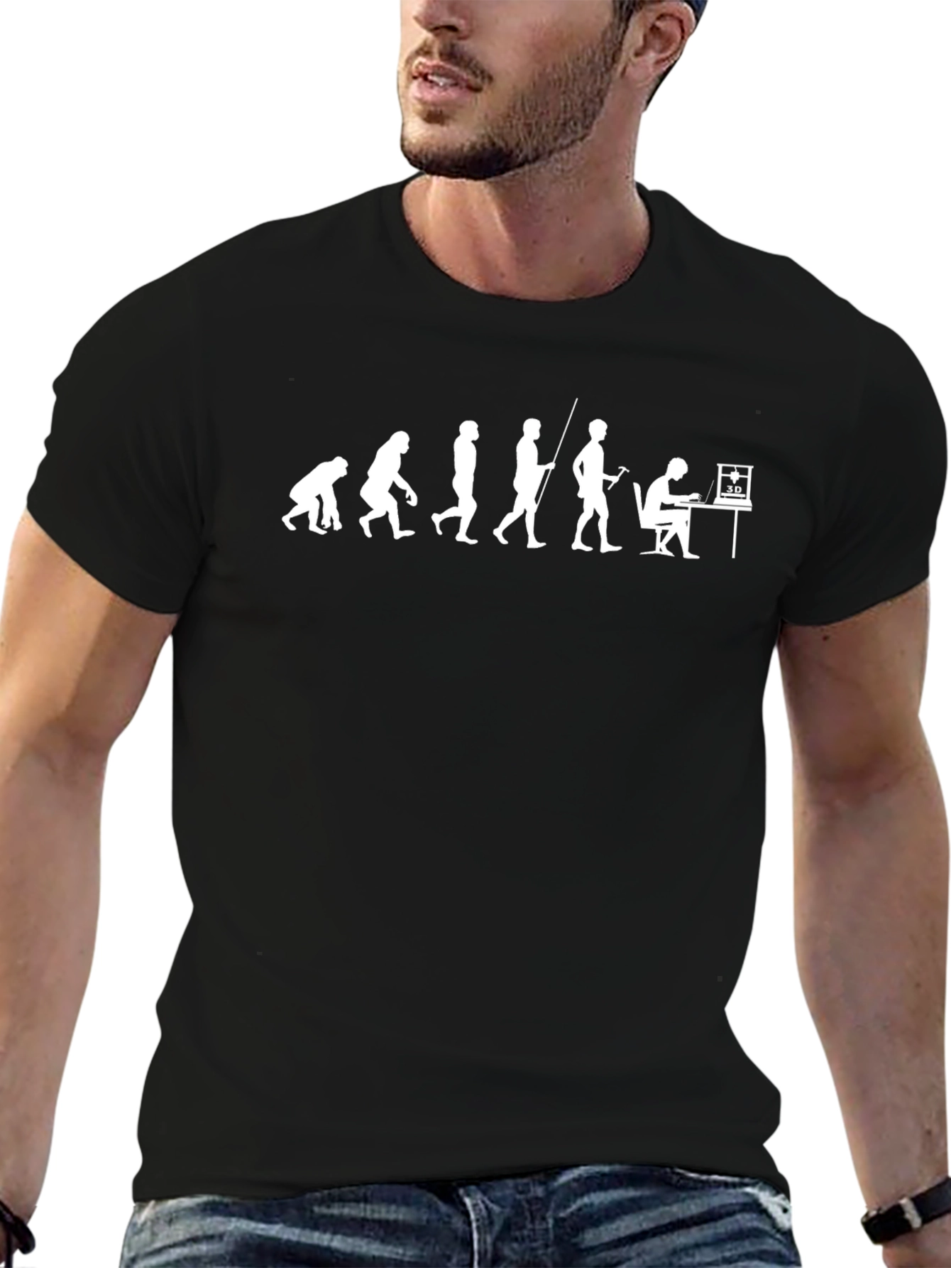 Evolution of 3D Printing Black T-Shirt