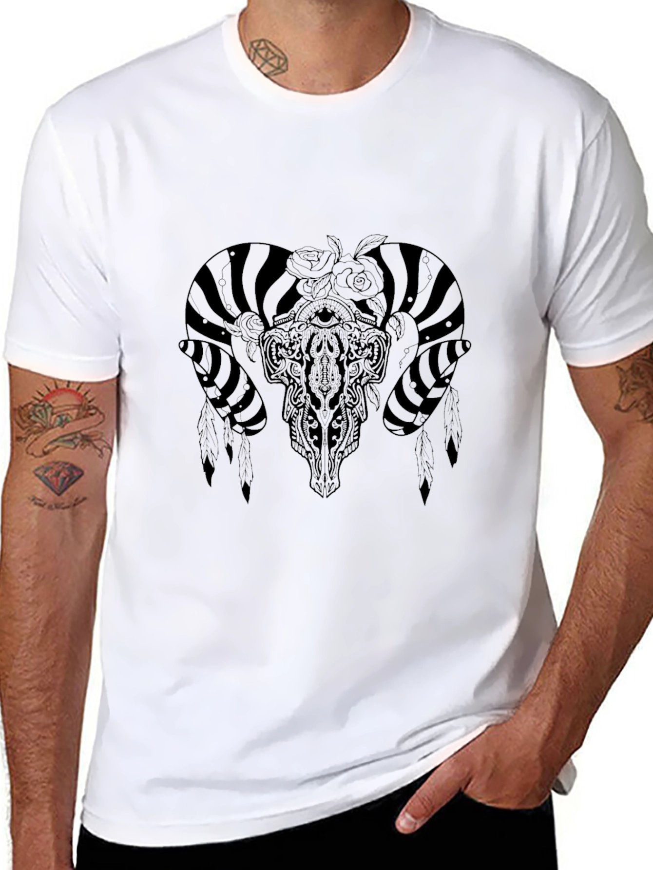 Ram Skull Graphic Black T-Shirt