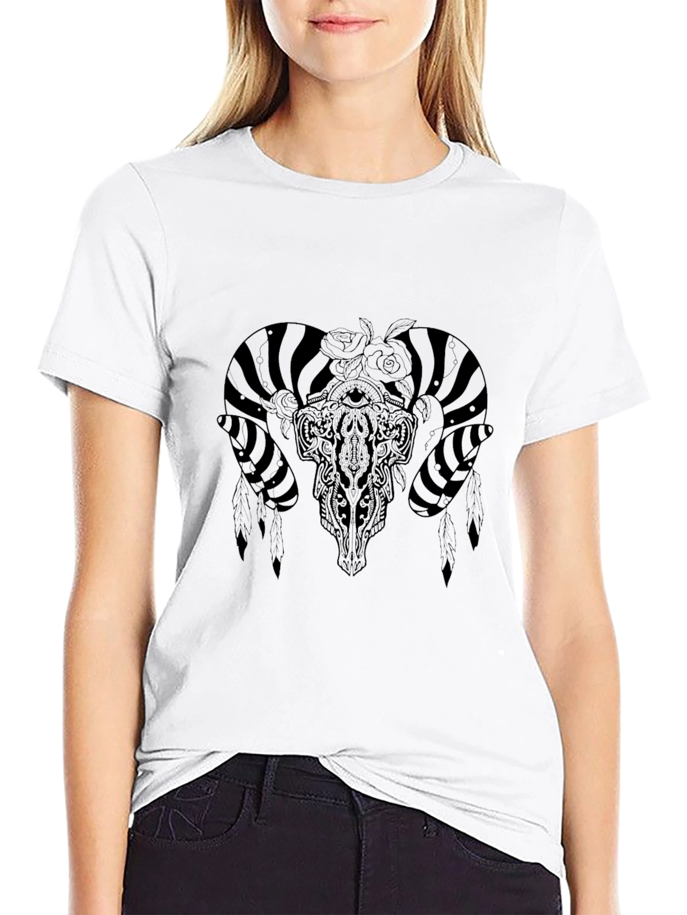 Ram Skull Graphic Black T-Shirt