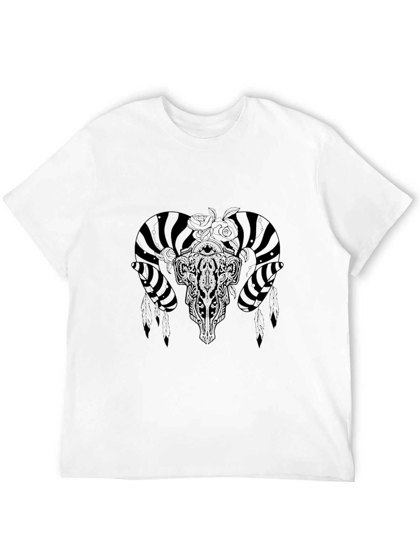 Ram Skull Graphic Black T-Shirt