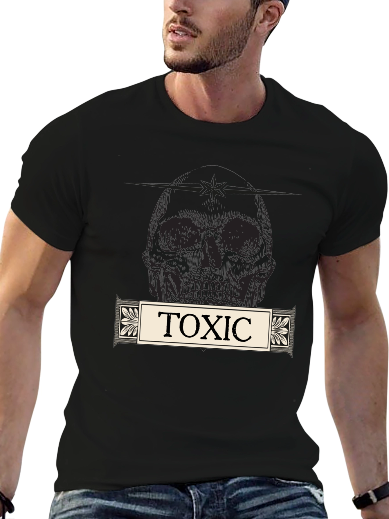 Toxic Skull Graphic Black T-Shirt