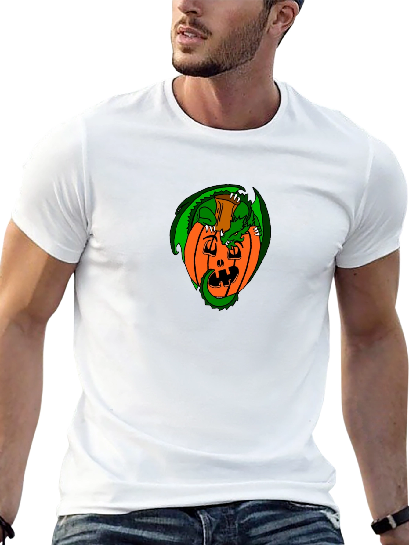 Dragon on Pumpkin Graphic T-Shirt - Halloween Style