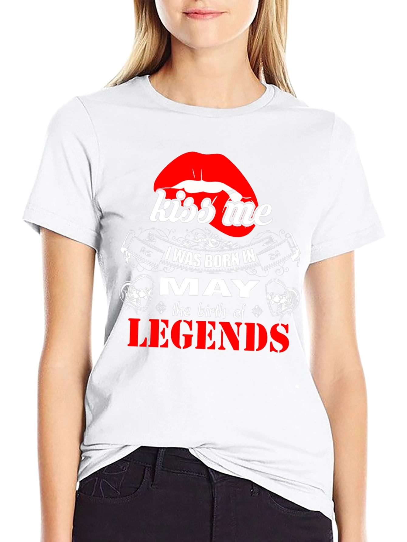 May Birthday Legends T-Shirt - Kiss Me Lips Graphic