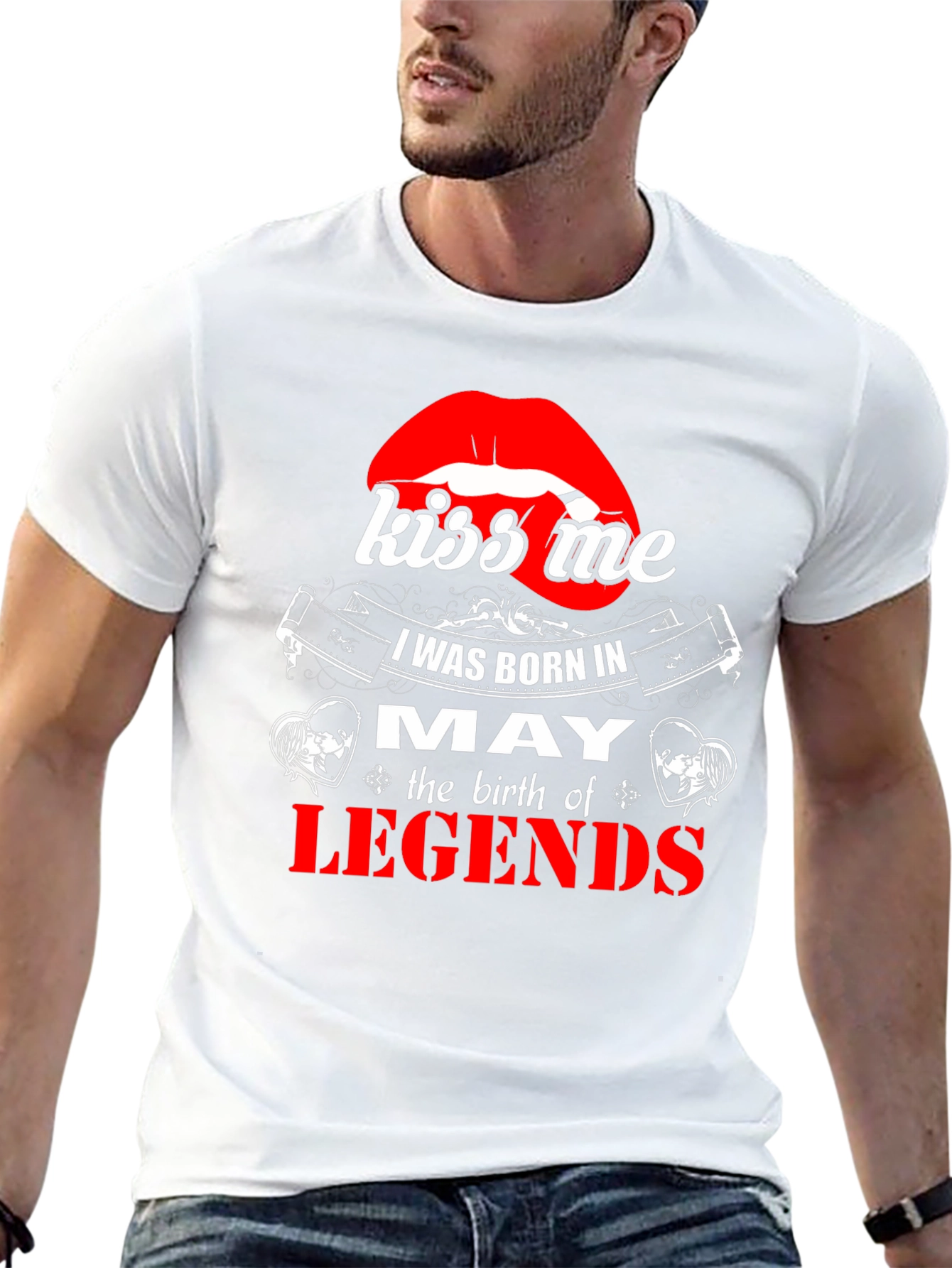 May Birthday Legends T-Shirt - Kiss Me Lips Graphic