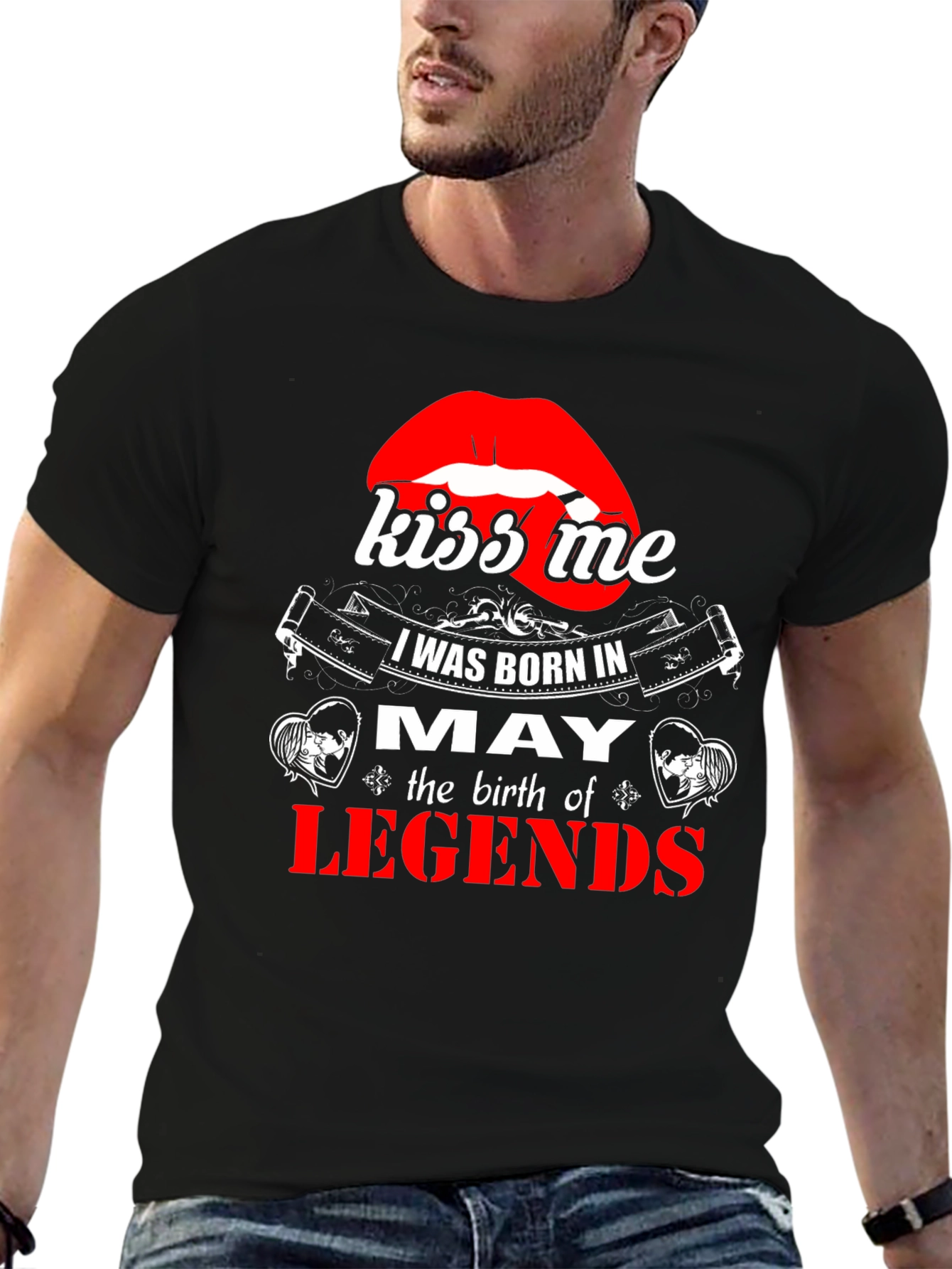 May Birthday Legends T-Shirt - Kiss Me Lips Graphic
