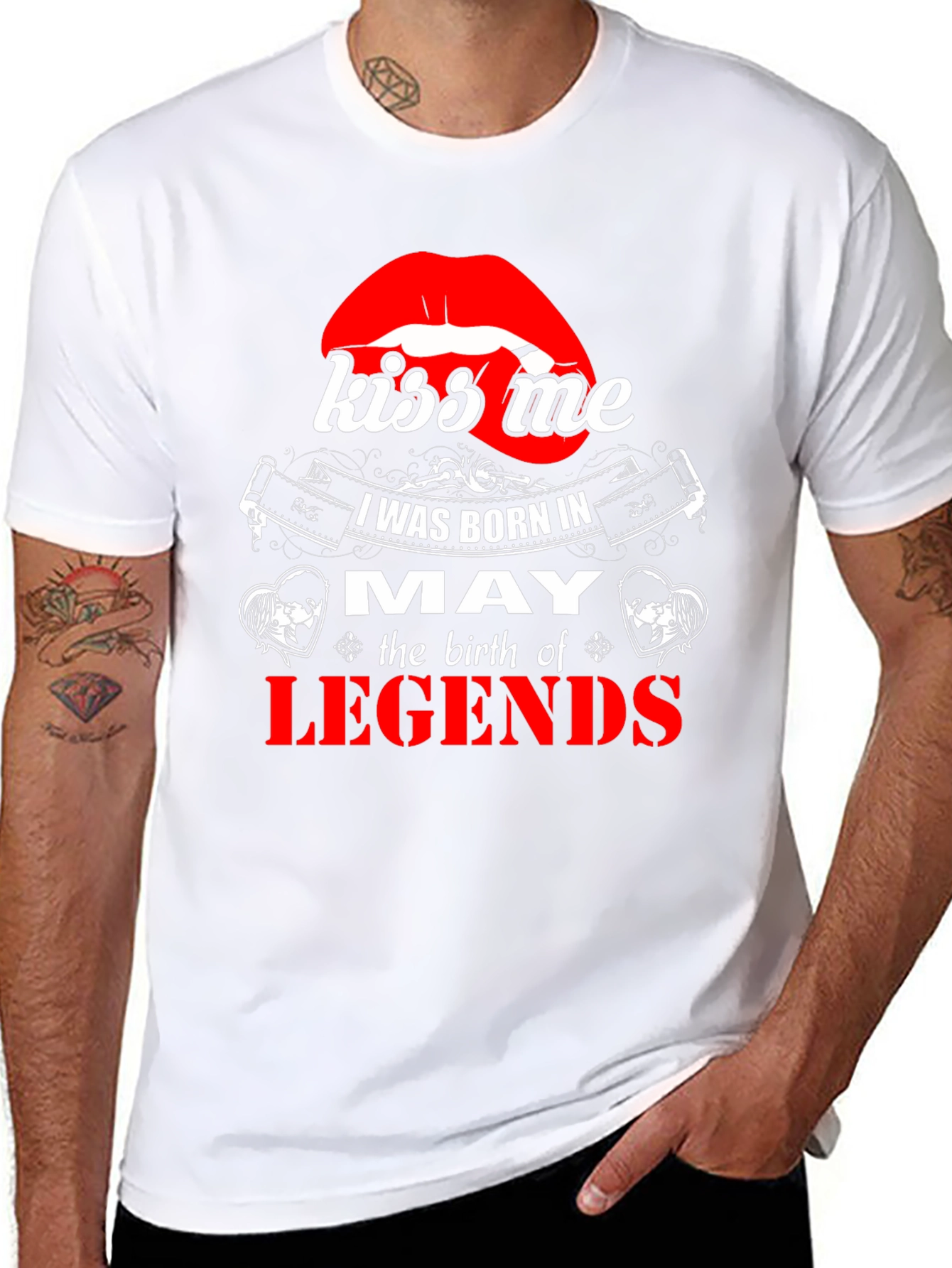 May Birthday Legends T-Shirt - Kiss Me Lips Graphic