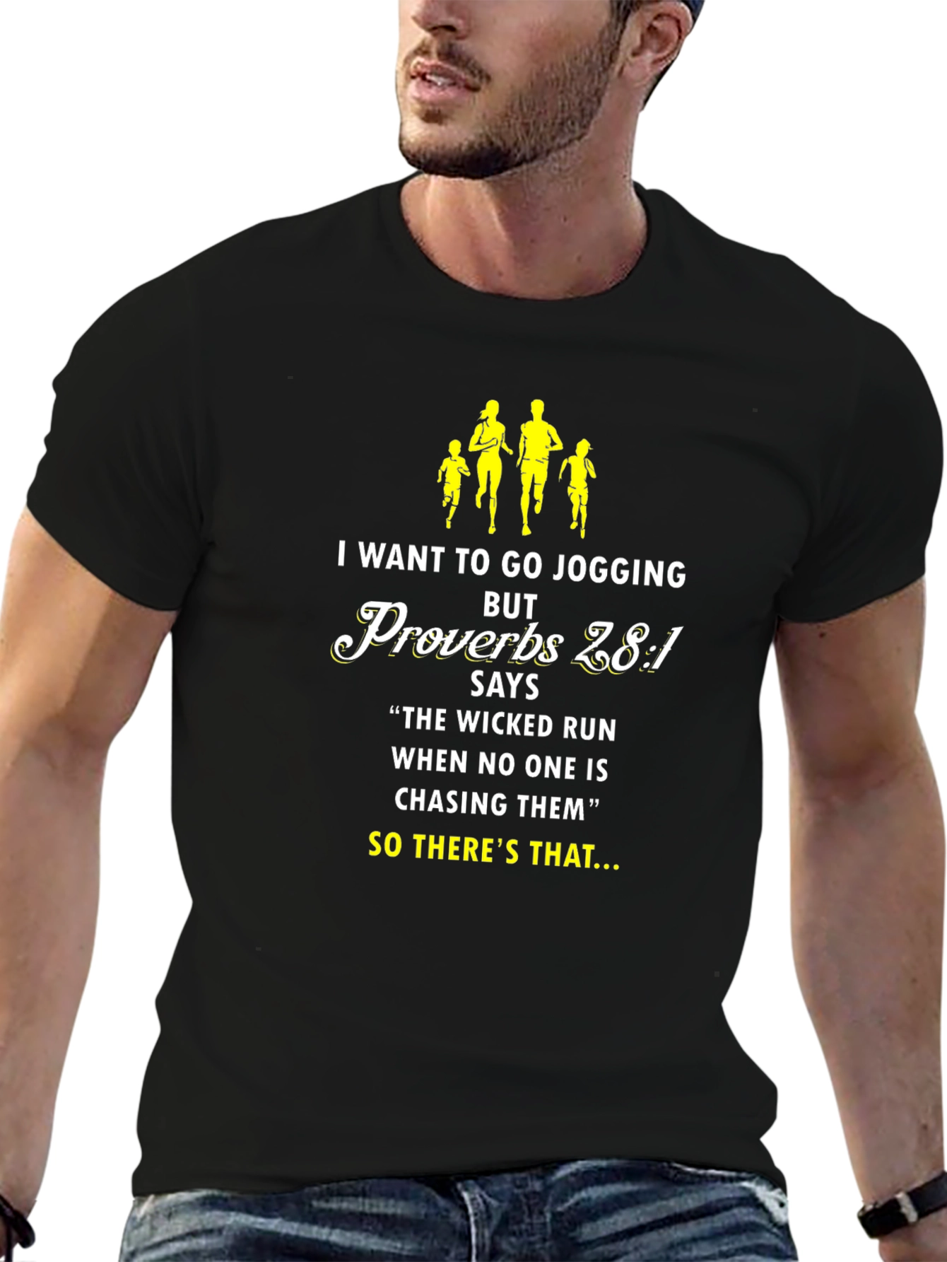 Jogging Proverbs T-Shirt: Funny Religious Graphic Tee