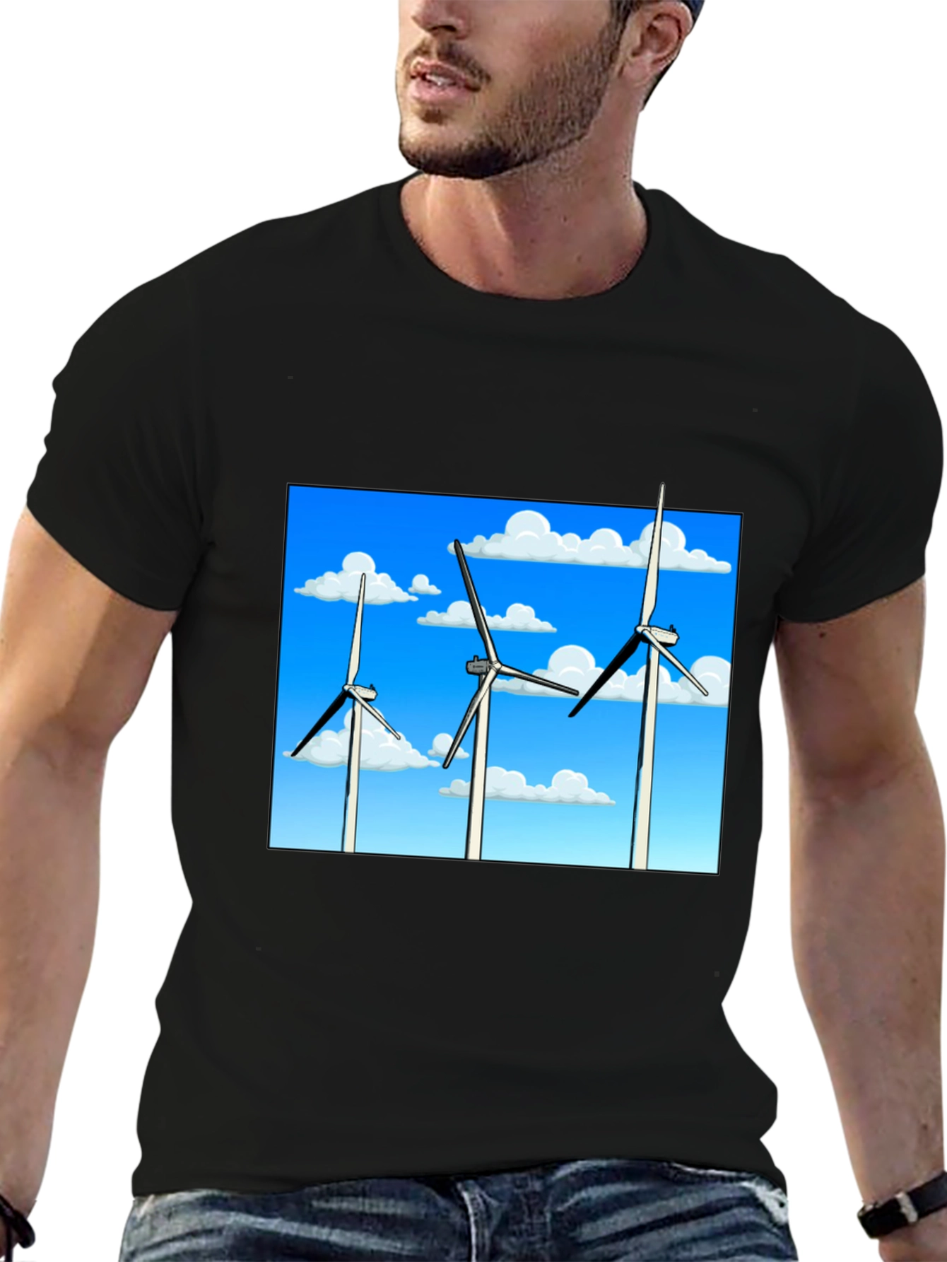 Wind Turbine Graphic Tee - Sustainable Energy Shirt