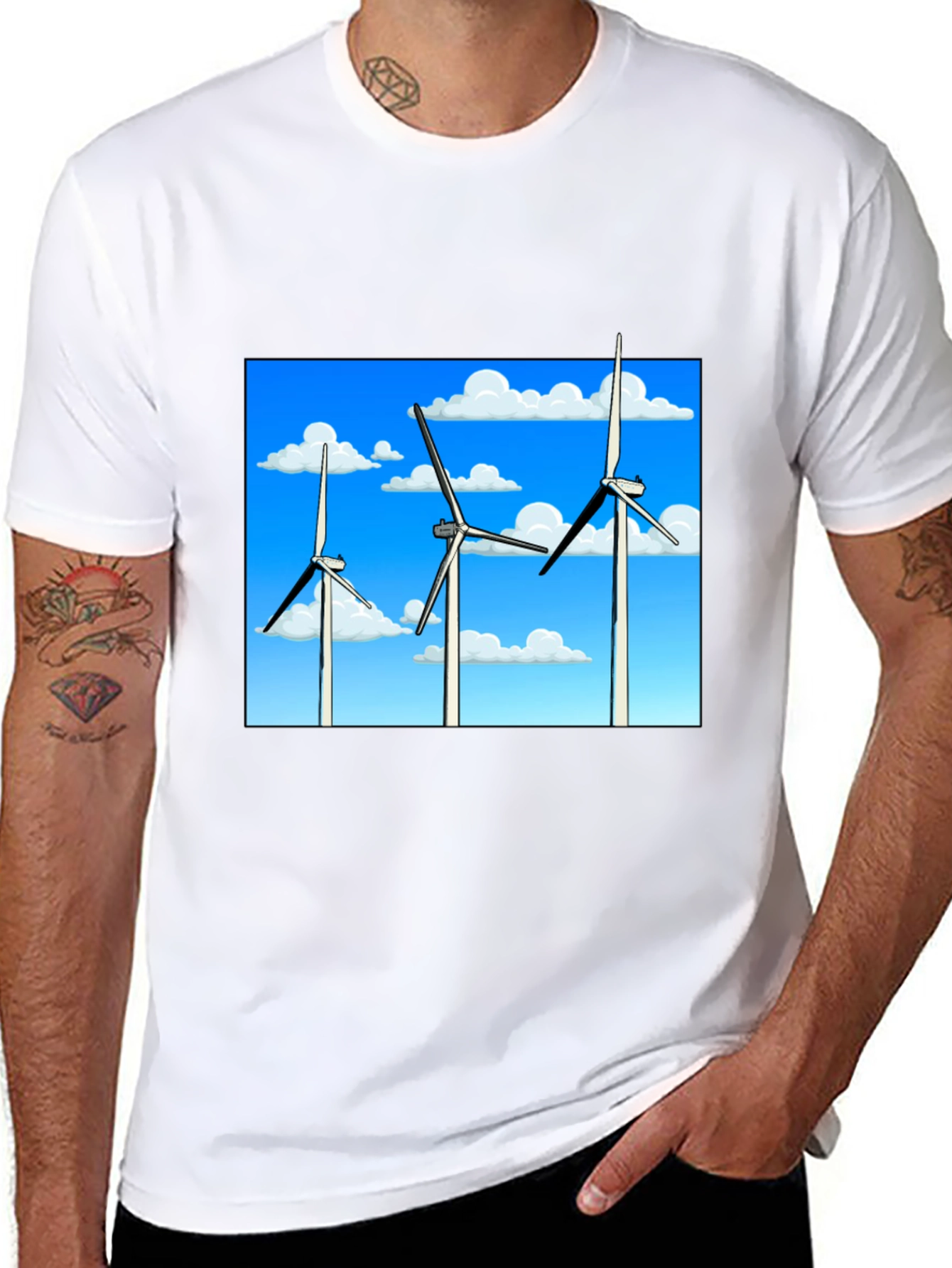 Wind Turbine Graphic Tee - Sustainable Energy Shirt