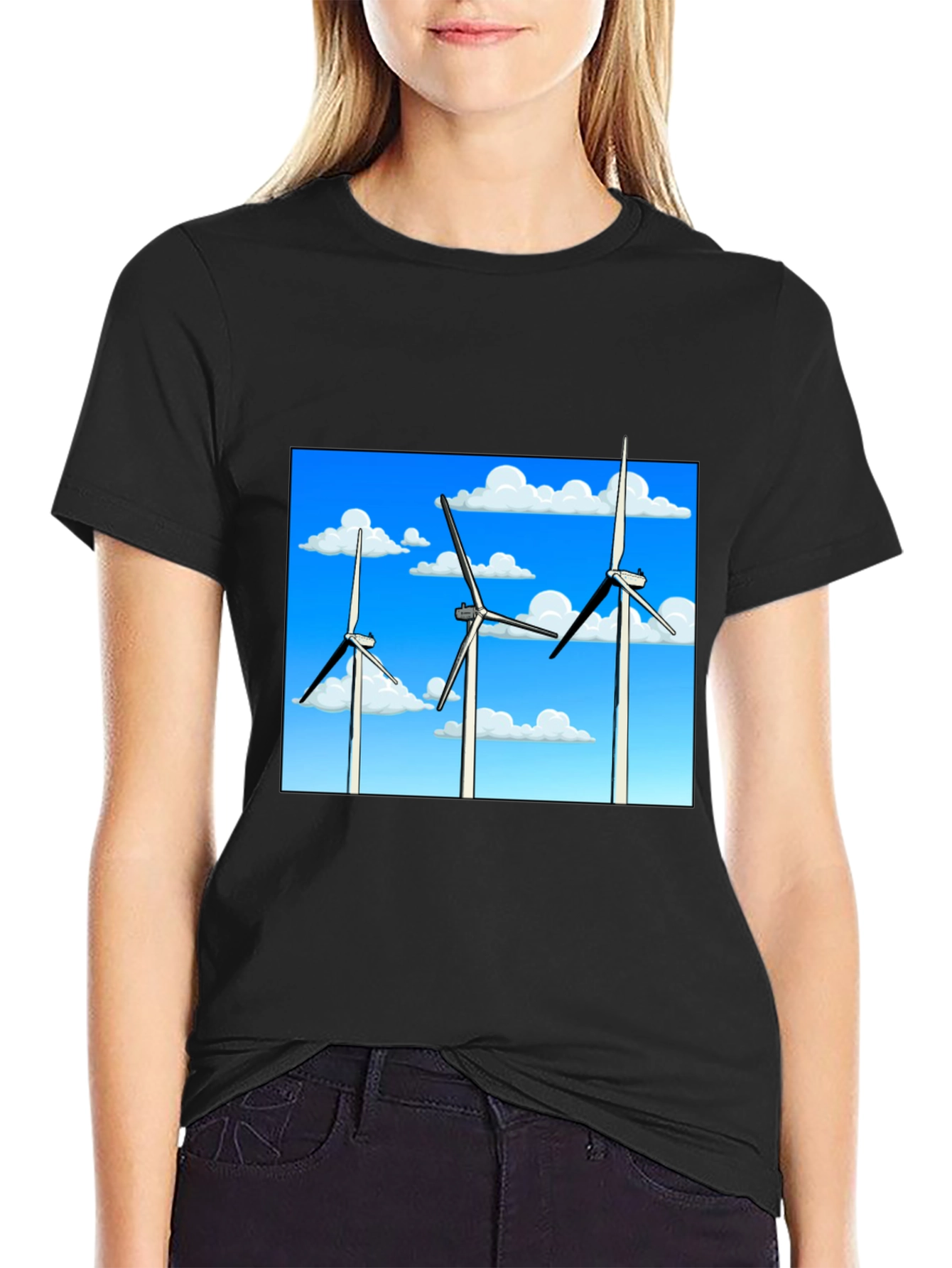 Wind Turbine Graphic Tee - Sustainable Energy Shirt